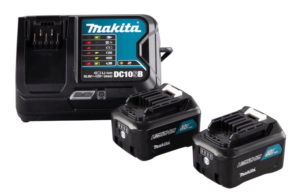 Makita Accessoires Power source kit: DC10SB lader + 2x BL1041B 12v Max (10,8V) Li-Ion schuifaccu - 4,0Ah - 191L68-0