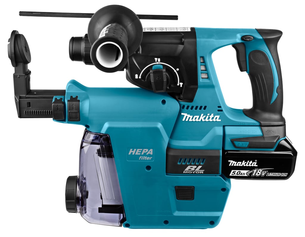 Makita DHR242RTJW 18V accu Combi boorhamer met stofafzuiging | Li-ion 5.0Ah - DHR242RTJW