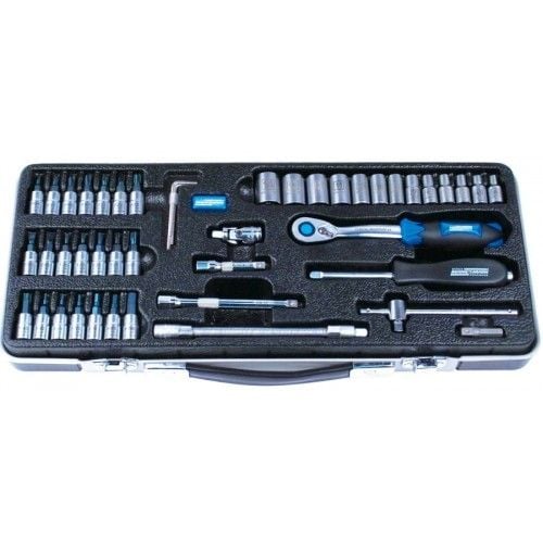 Brüder Mannesmann Dopsleutelset 1/4" "Pearl-Silver" afwerking 46 dlg - 29760
