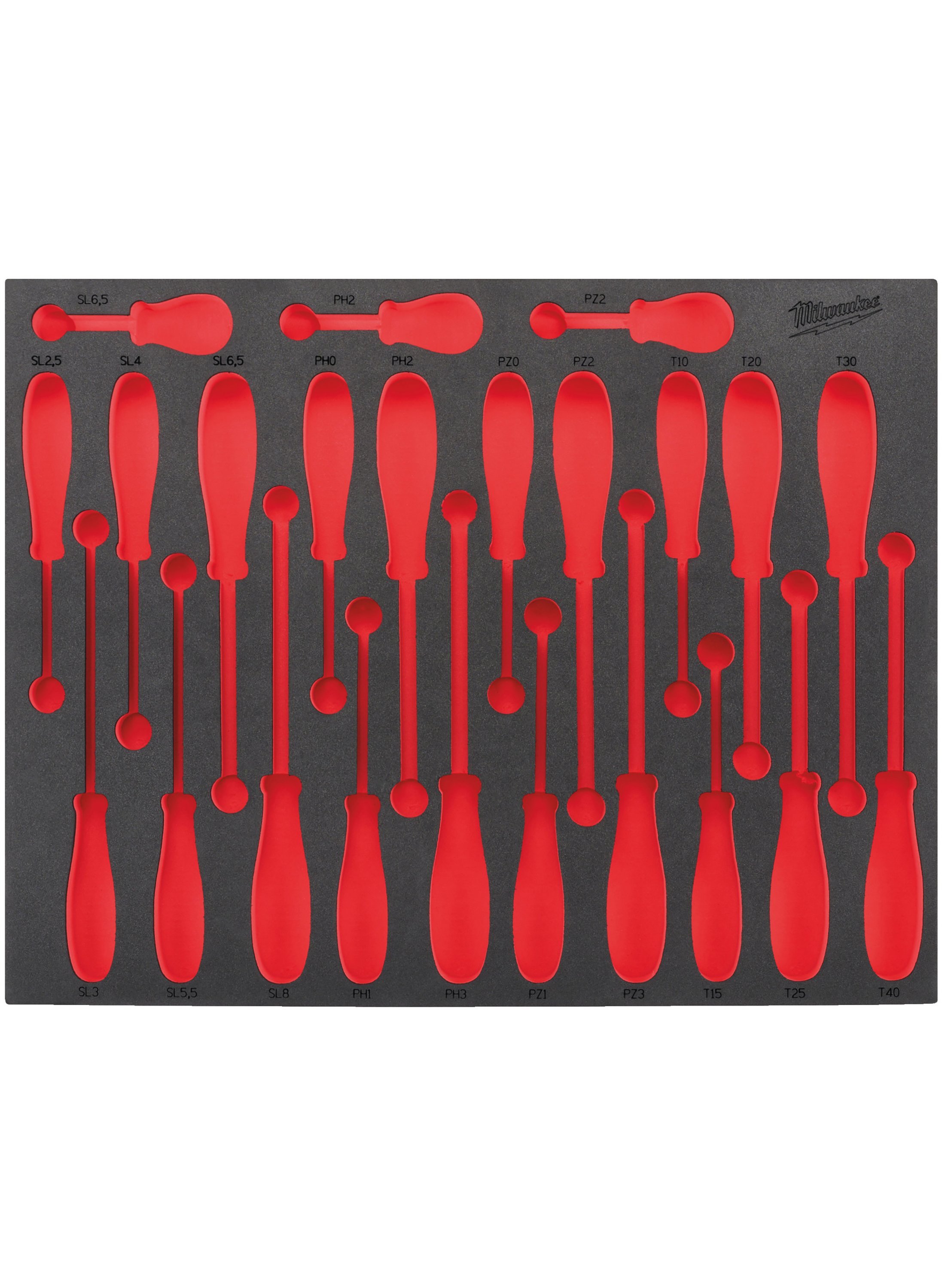 Milwaukee Empty 23 pc Trilobe Screwdriver Foam Insert Lege Foam Inlay schroevendraaier set (23-delig) 4932493668