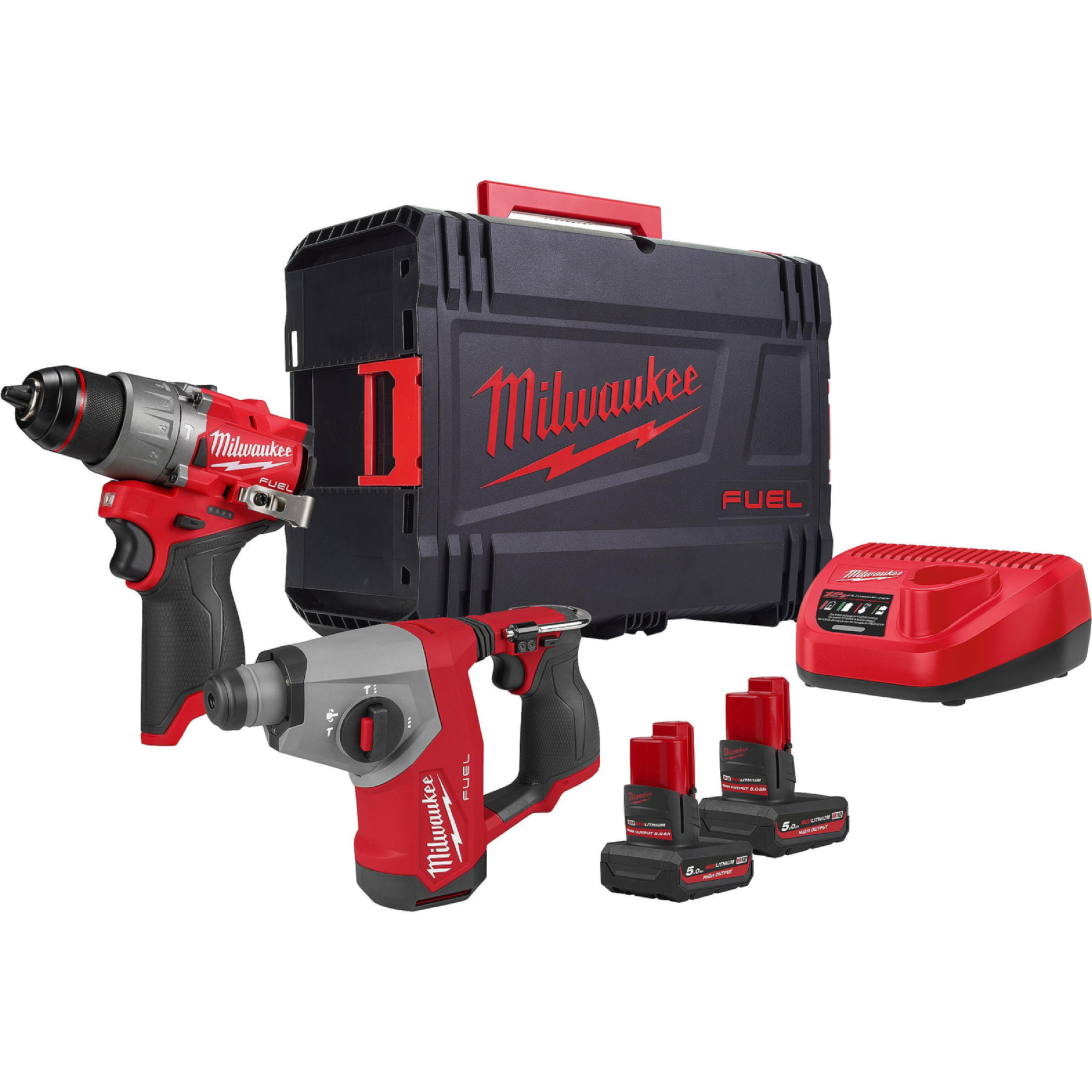 Milwaukee M12 FPP2BG2-502X Accu-machineset 2-delig FPD2 + FHAC16 in HD Box | Incl. 2x 5,0Ah accu en lader - 4933500138