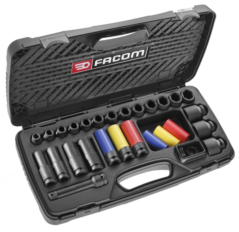 Facom set van 23 lange en korte impactdoppen 1/2" 10• 32mm - NS.550BPB