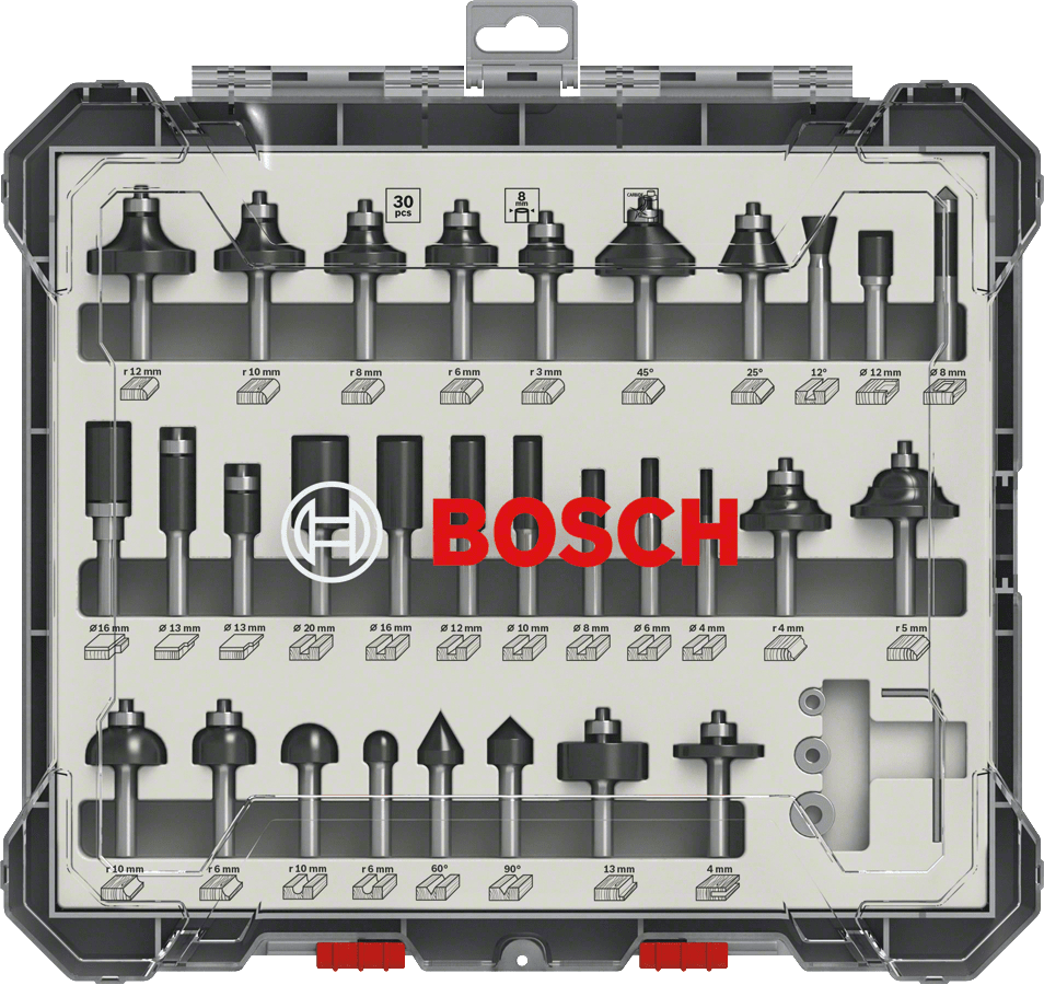 Bosch Accessoires 30-delige gemengde freesset - schachtdiameter 6 mm - 2607017474