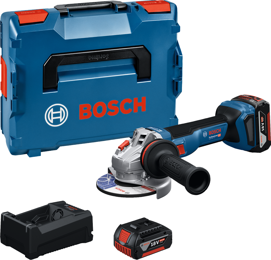 Bosch Blauw GWS 18V-11 S Accu haakse slijper 18V | 125 mm | 2x 5,0Ah accu | In L-Boxx - 06019N4005