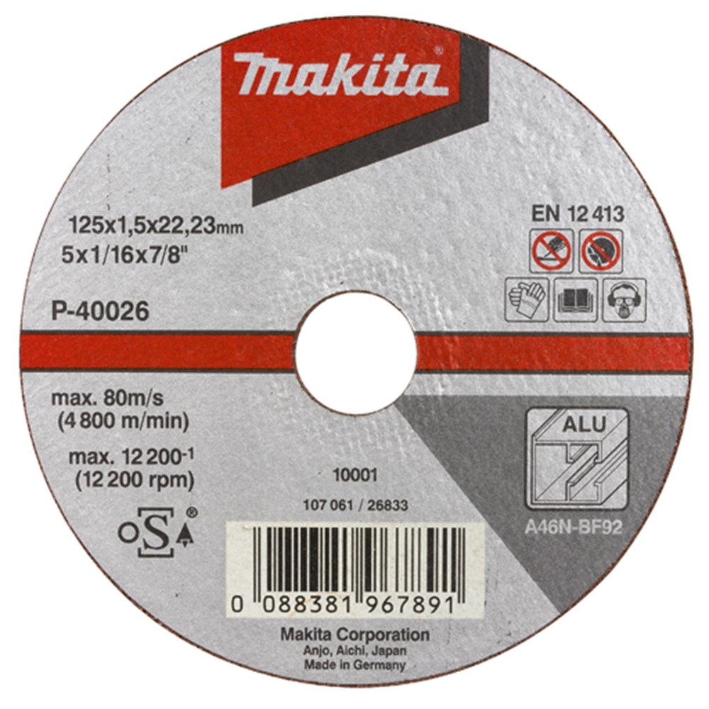 Makita Accessoires Doorslijpschijf 125x1,0mm alu - 10 stuks - B-45331