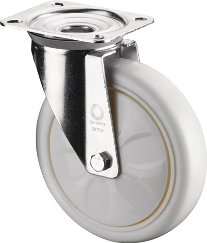 BS Rollen Zwenkwiel | wiel d. 200 mm draagvermogen 300 kg | kunststof | plaat L135xB110 mm verf wiel wit | 1 stuk - L400.B15.201 L400.B15.201
