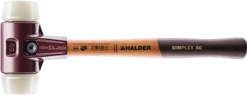 Halder Kunststofhamer | lengte 490 mm hoofd-d. 80 mm | hard hout | nylon wit | 1 stuk - 3008.080 3008.080