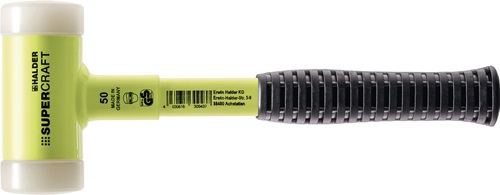 Halder Kunststofhamer | lengte 325 mm kop d. 60 mm | stalen buis | hard splintervrij nylon wit | 1 stuk - 3377.160 3377.160