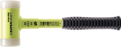 Halder Kunststofhamer | lengte 295 mm kop d. 30 mm | stalen buis | hard splintervrij nylon wit | 1 stuk - 3377.130 3377.130