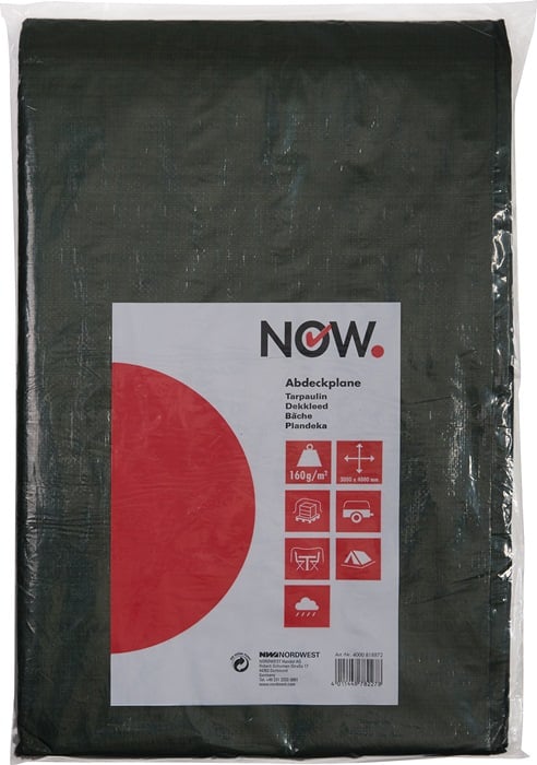 NOW Afdekzeil | breedte 6.000 x lengte 8.000 mm | olijfgroen gewicht 160 g/m² | met aluminium ogen | 1 stuk - 4000818877 4000818877