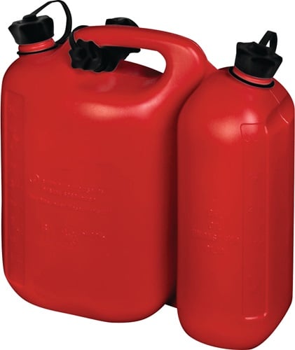 Hunersdorff Dubbele jerrycan voor brandstof | inhoud 5,5 + 3 l | rood HDPe | L316xB145xH312mm | 1 stuk - 825000 825000