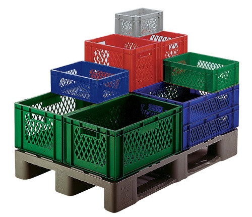 LA-KA-PE Transportstapelbak | L600xB400xH320mm | grijs PP handgreepopening | zijwanden met openingen | 1 stuk - TK600/320-1 GRAU TK600/320-1 GRAU