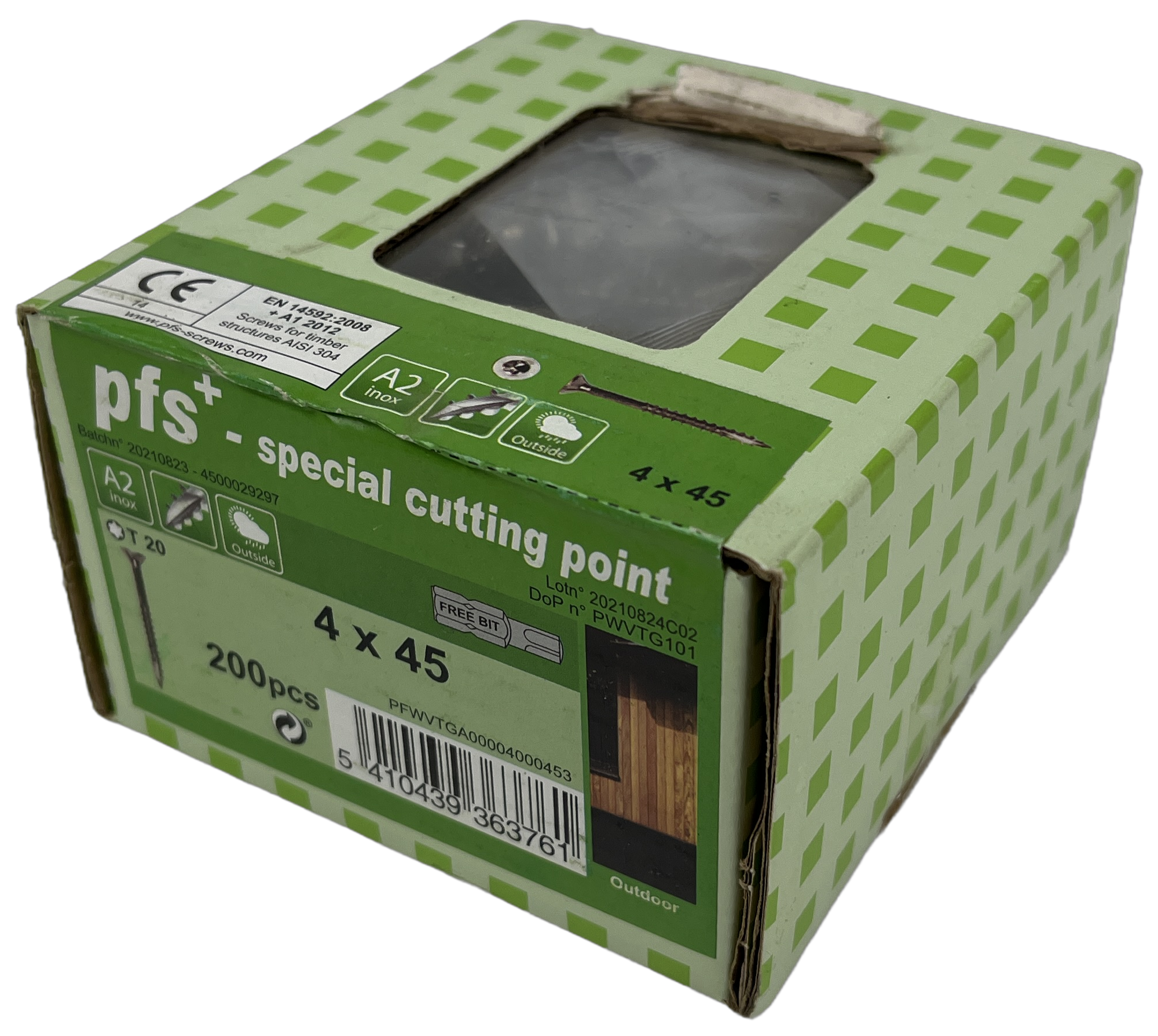 pgb-Europe PFS+ | RVS Spaanplaatschroef PFS+ VZK-T Ø 4,0x45 A2 - 200 stuks - PFWVTGA00004000453