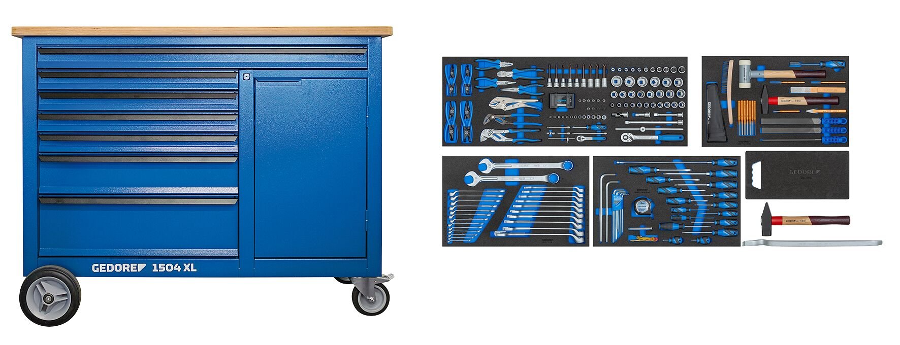 Gedore Werkbank 1504 XL 1411 | Inclusief gereedschapset S-198 - 3434826