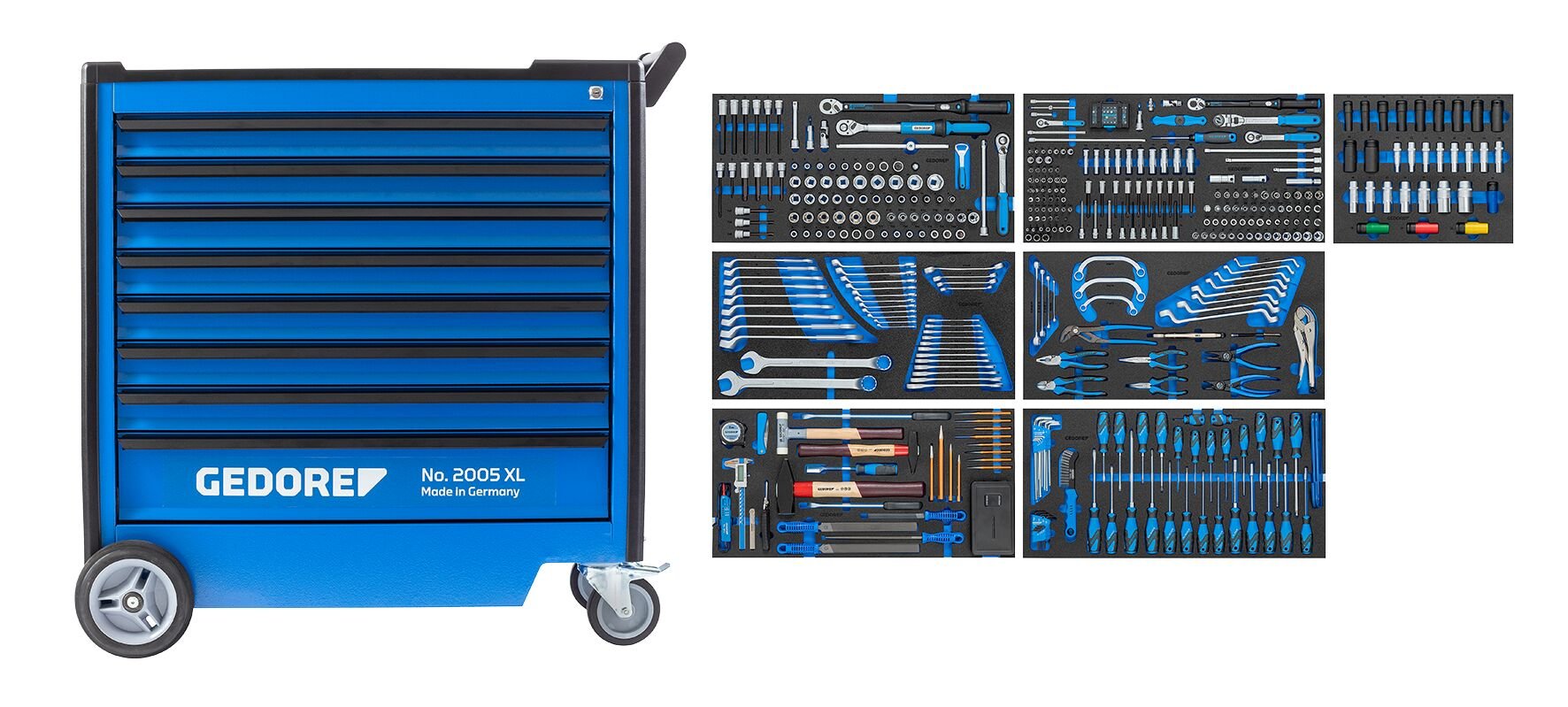 Gedore Gereedschapswagen 2005 XL 0710 | Inclusief gereedschapset S-466 - 3458946