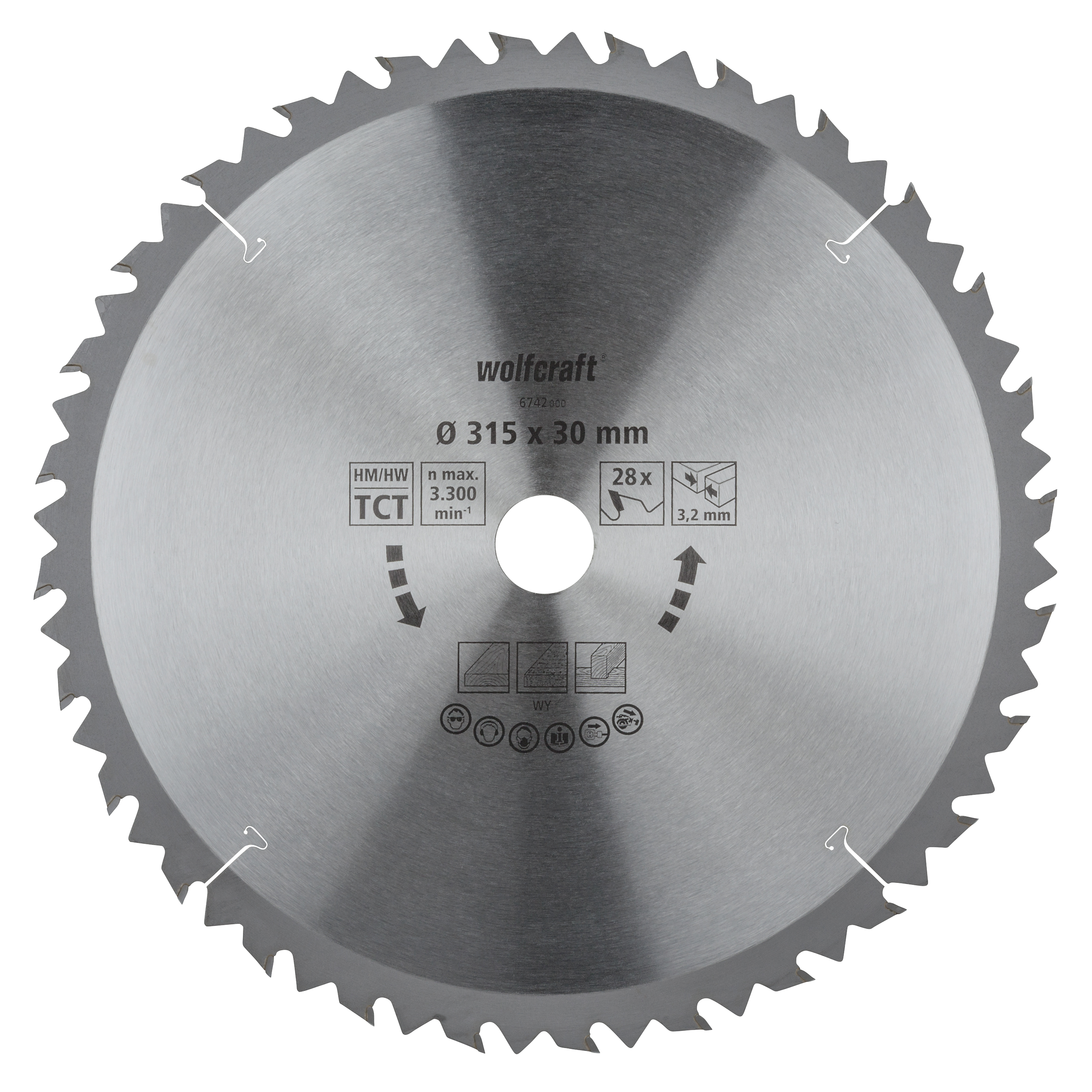 Wolfcraft HM Cirkelzaagblad | 28 td | Ø315 x 30 x 3,2mm | 1 stuk - 6742000