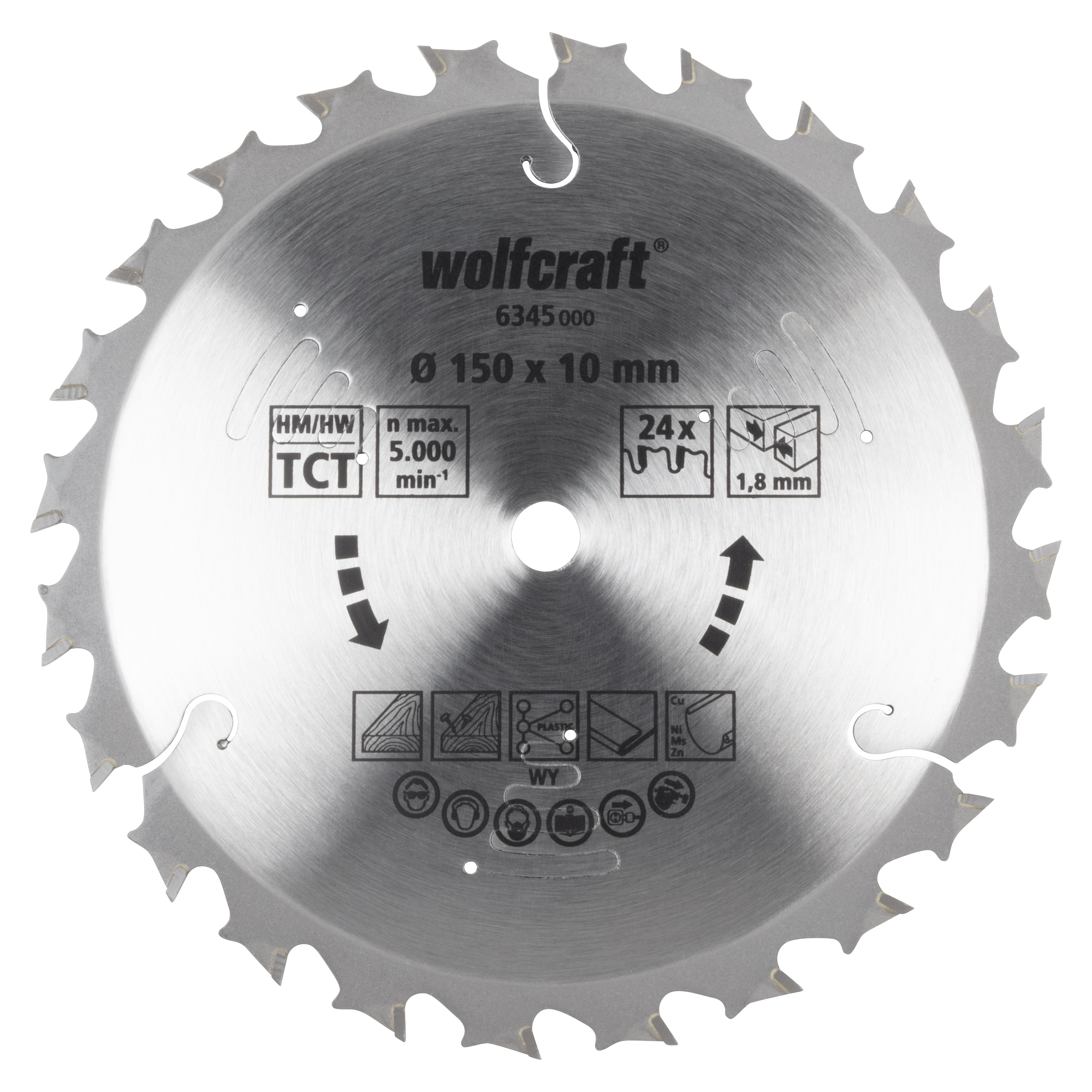 Wolfcraft Handcirkelzaagblad | Voor accu-handcirkelzagen | HM | Ø150 x 10mm | 1 stuk - 6345000