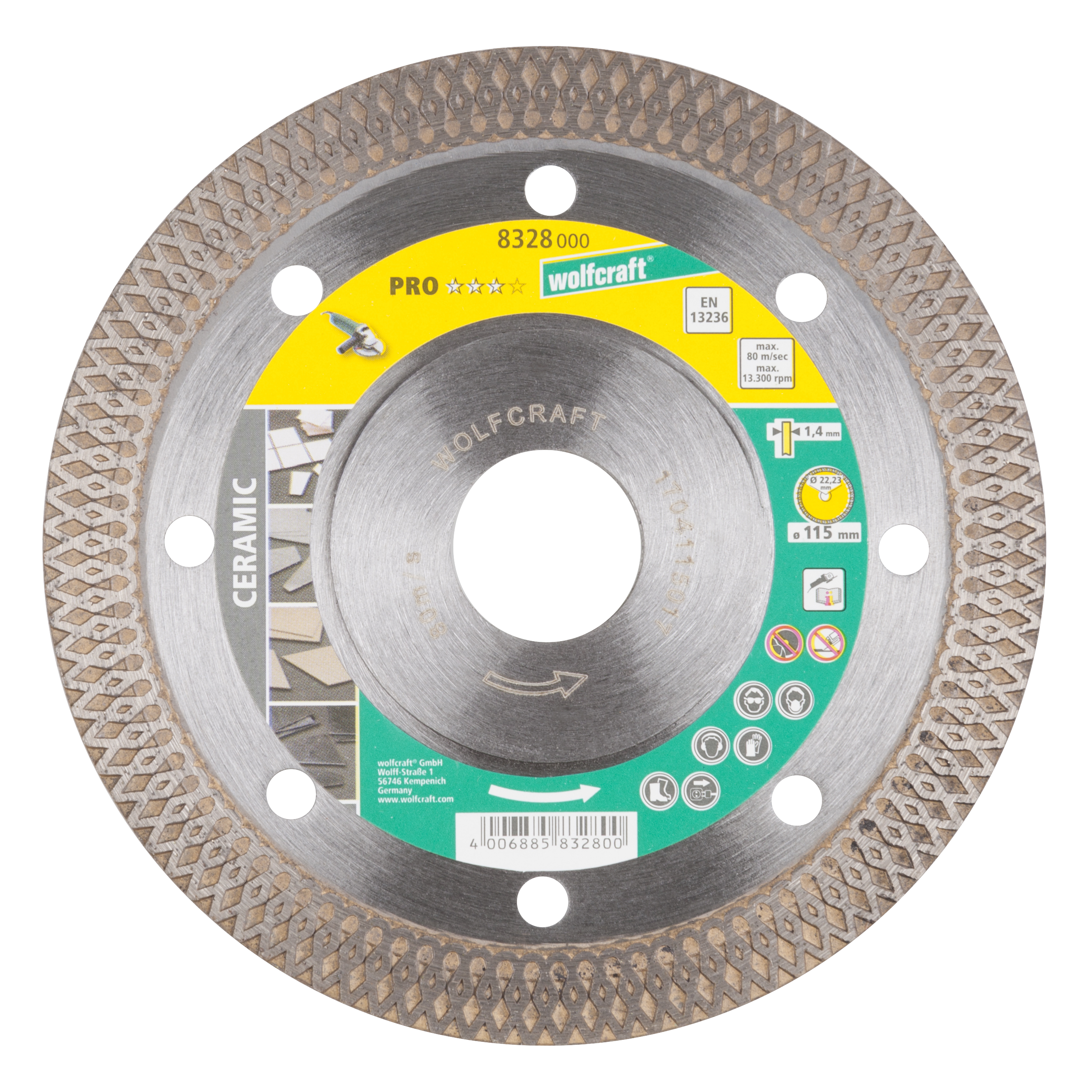 Wolfcraft Diamantdoorslijpschijf | ProCeramTurbo | Ø115mm | 1 stuk - 8328000