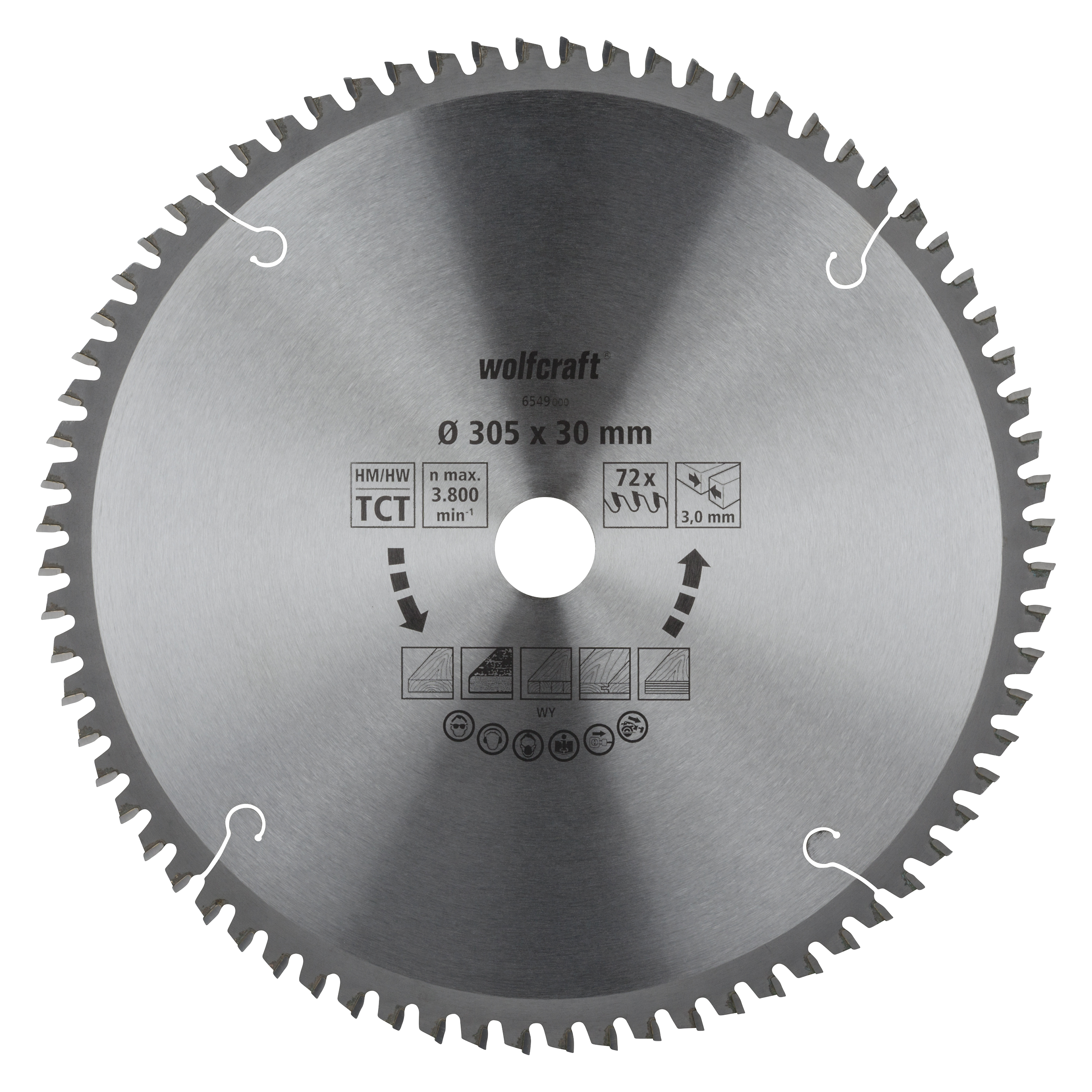 Wolfcraft Kap- en verstekzaagblad | HM | 72 Zähne | Ø305mm | 1 stuk - 6549000