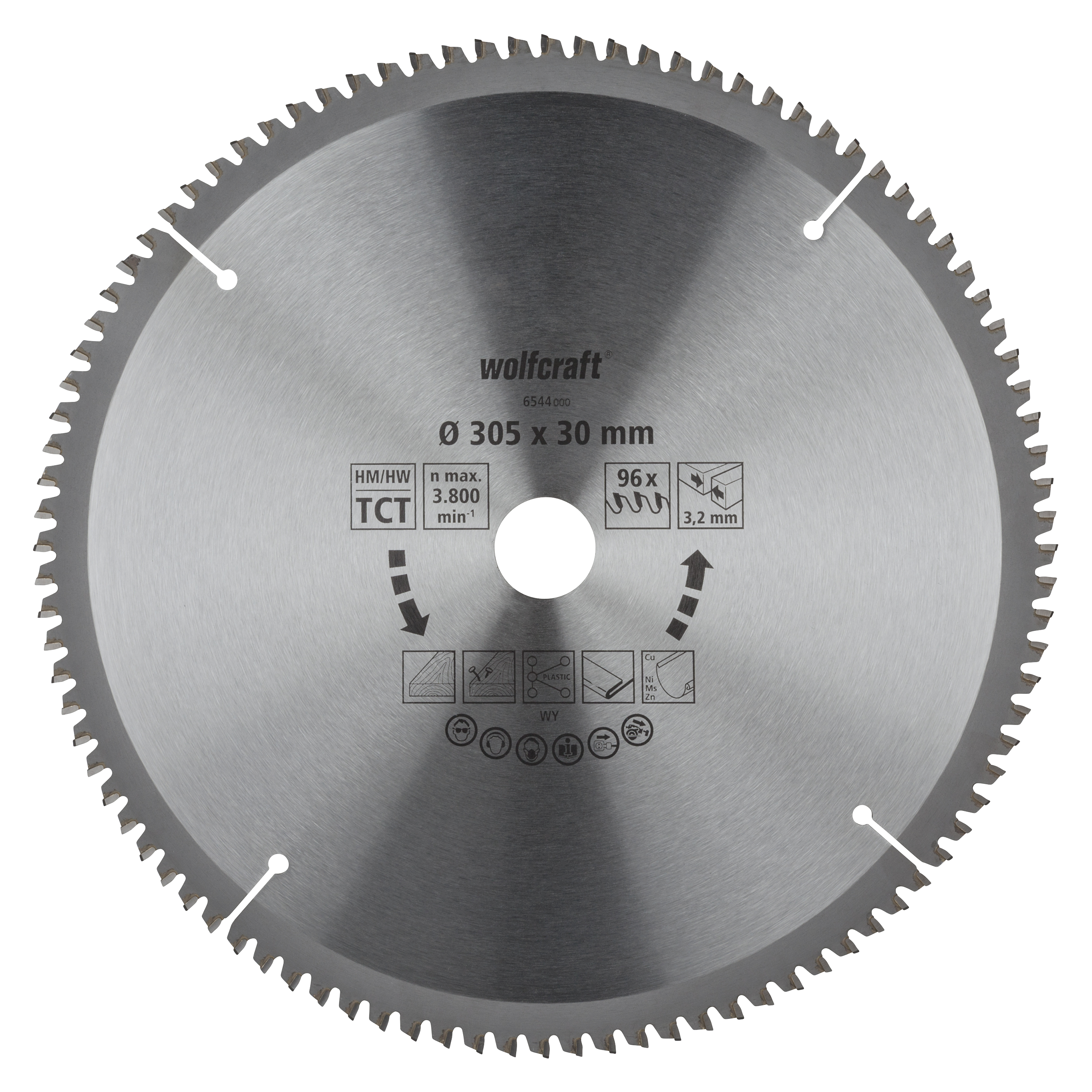 Wolfcraft Kap- en verstekzaagblad | HM | 96 Zähne | Ø305mm | 1 stuk - 6544000