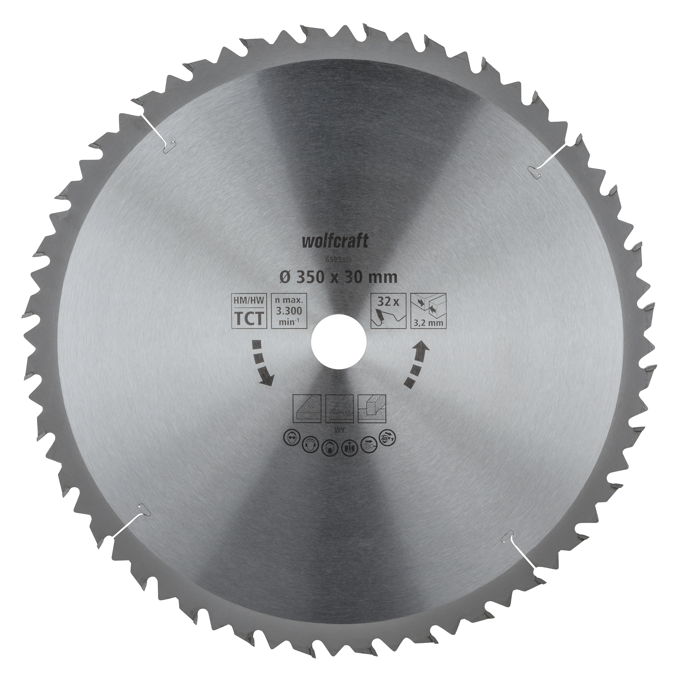 Wolfcraft Tafelcirkelzaagblad | HM | 32 Zähne | Ø350mm | 1 stuk - 6593000