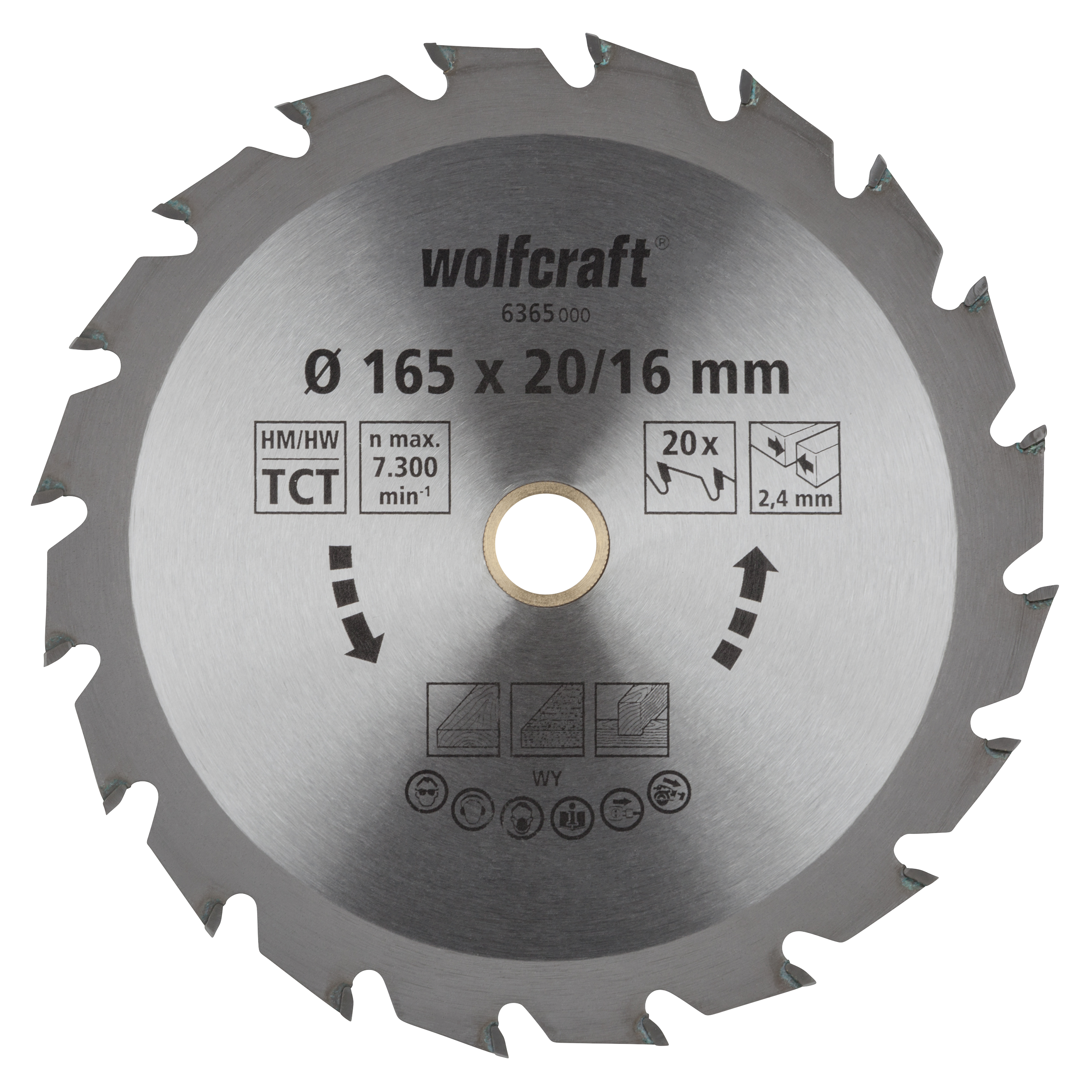 Wolfcraft Handcirkelzaagblad | HM | 20 Zähne | Ø165mm | 1 stuk - 6365000