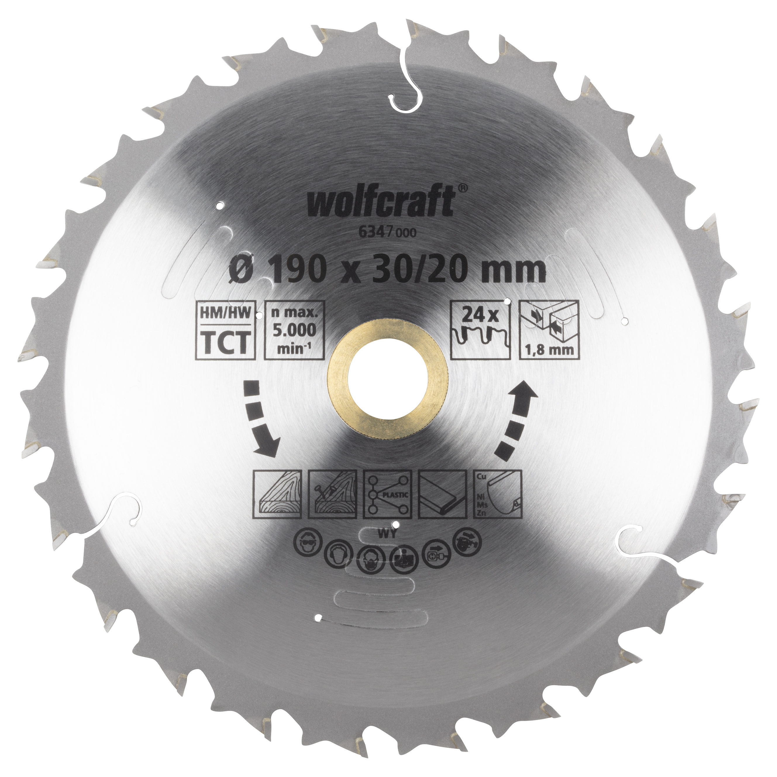 Wolfcraft Handcirkelzaagblad | Voor accu-handcirkelzagen | HM | Ø190 x 30/20mm | 1 stuk - 6347000