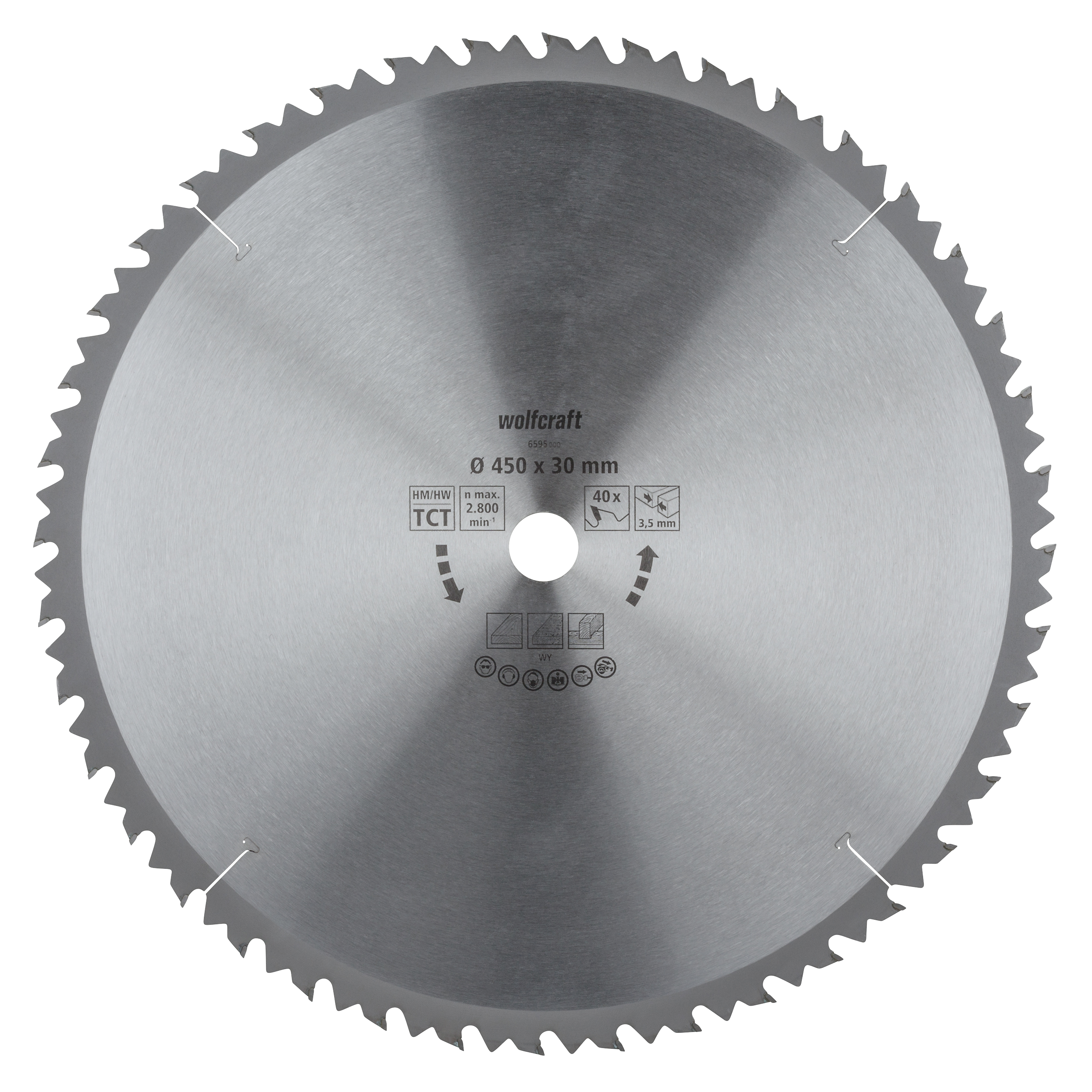 Wolfcraft Tafelcirkelzaagblad | HM | 40 Zähne | Ø450mm | 1 stuk - 6595000