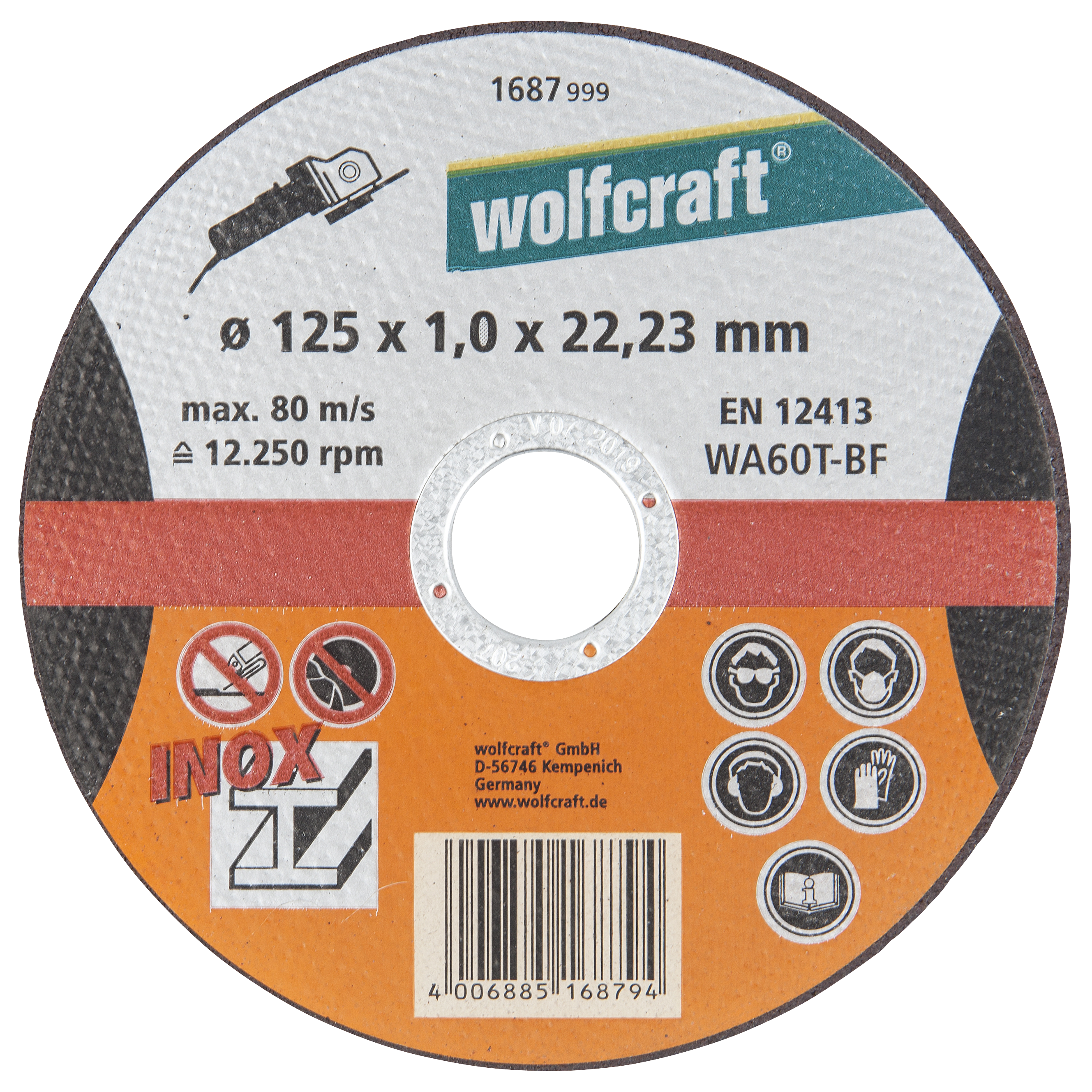 Wolfcraft Doorslijpschijf Extra Dun - Voor Inox - Ø 125 mm