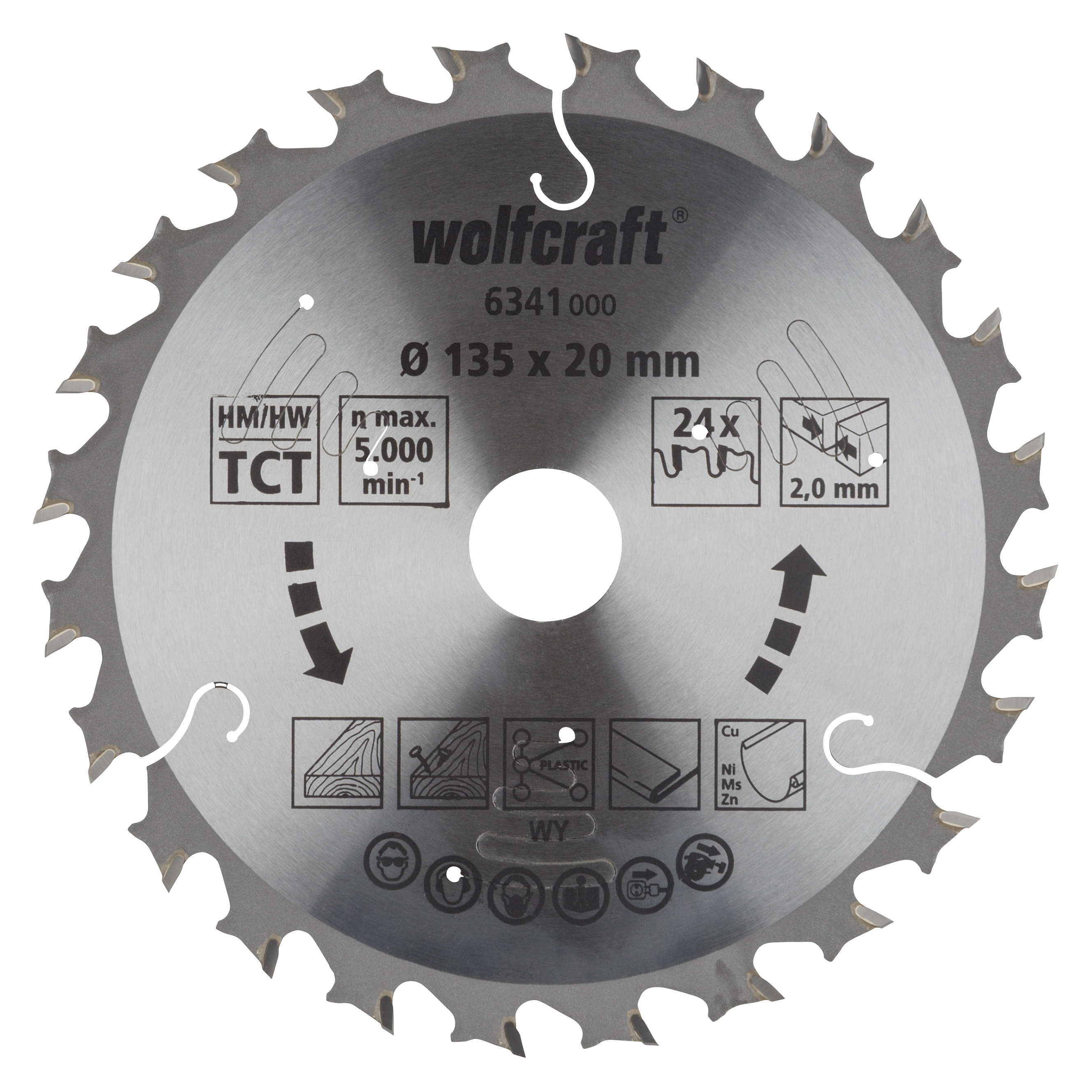 Wolfcraft Handcirkelzaagblad | Voor accu-handcirkelzagen | HM | Ø135 x 20mm | 1 stuk - 6341000