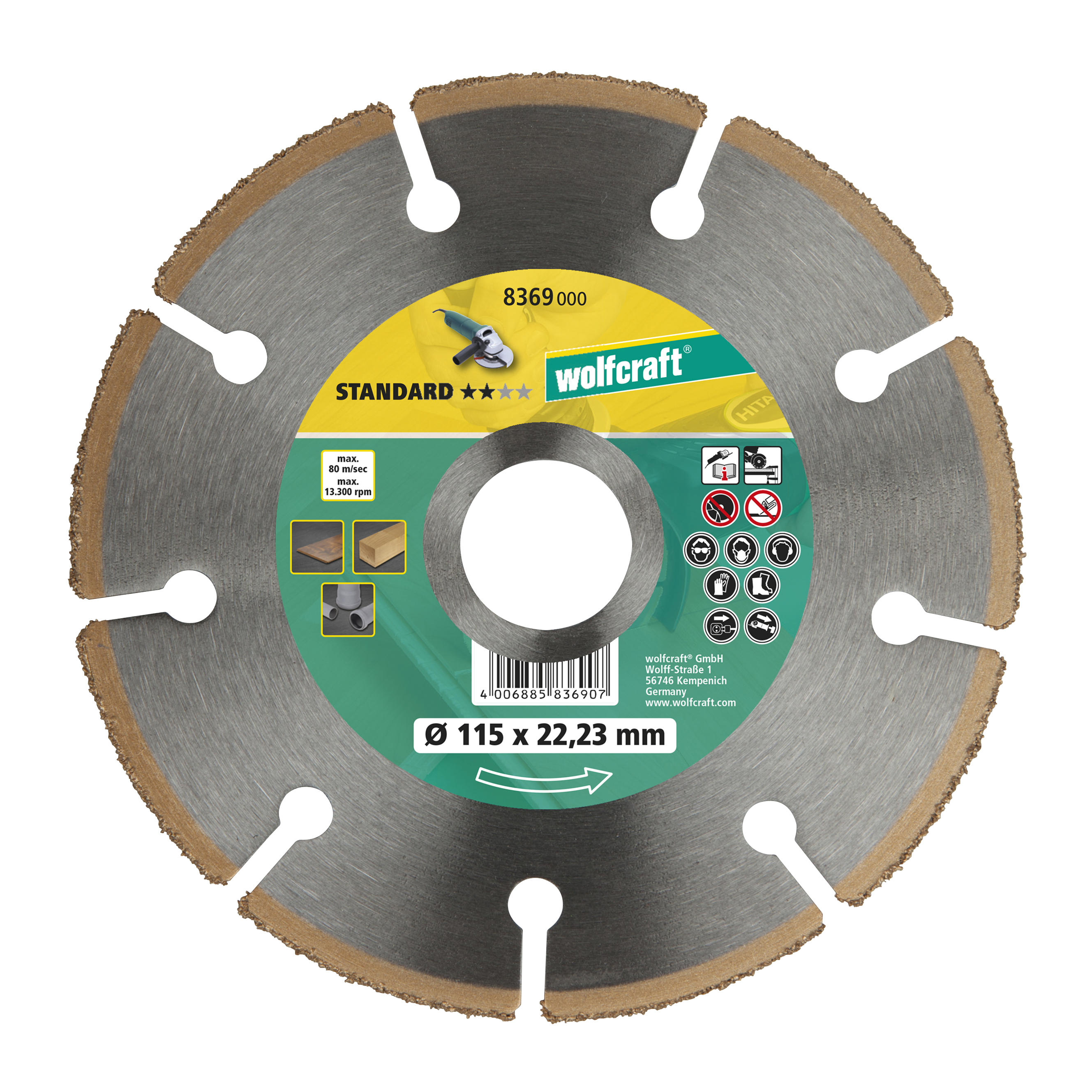 Wolfcraft HM-doorslijpschijf | Ø115 x 22,2mm | 1 stuk - 8369000