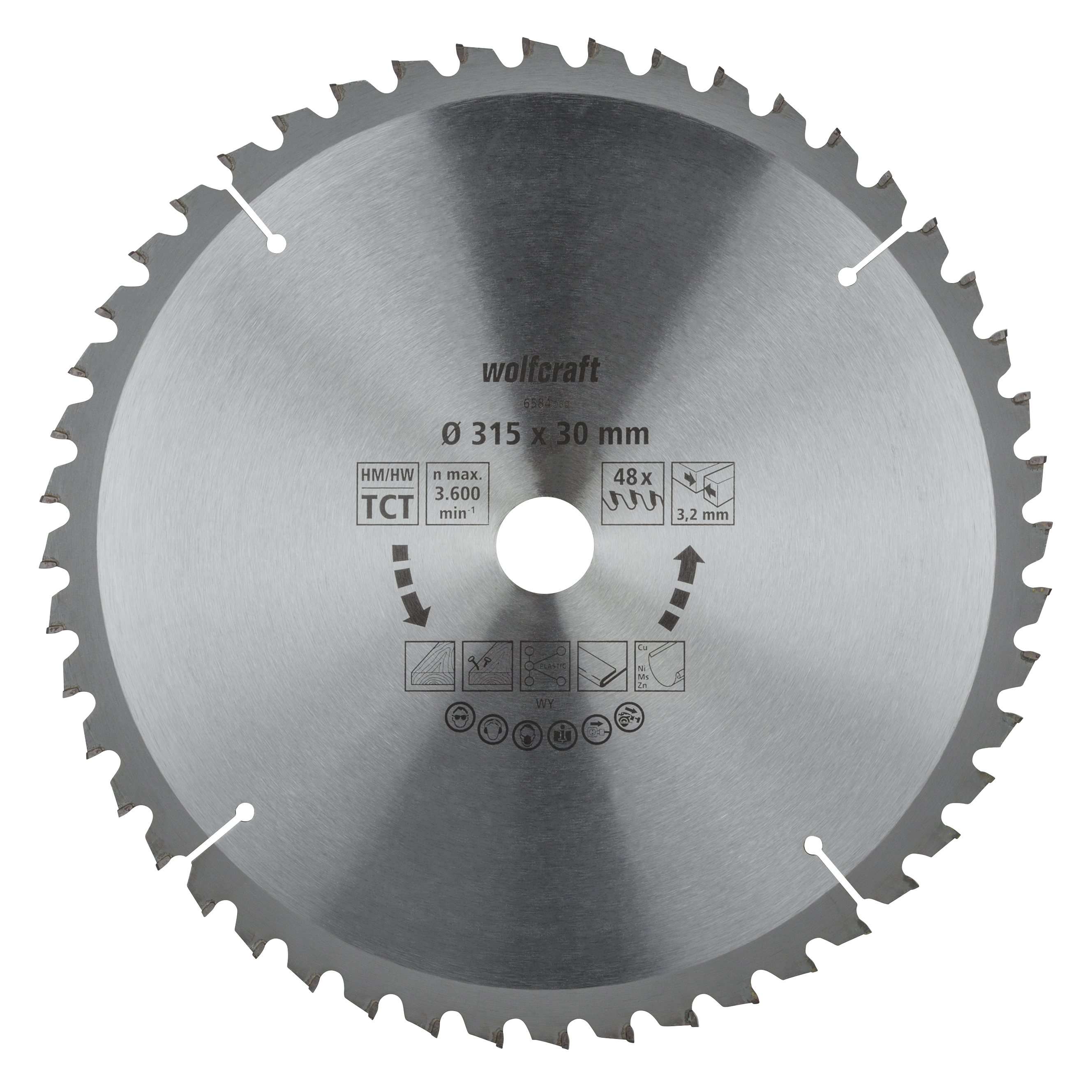 wolfcraft HM-Cirkelzaagblad voor accu-handcirkelzagen, 48 tanden, serie lila artikel nr.  6584000