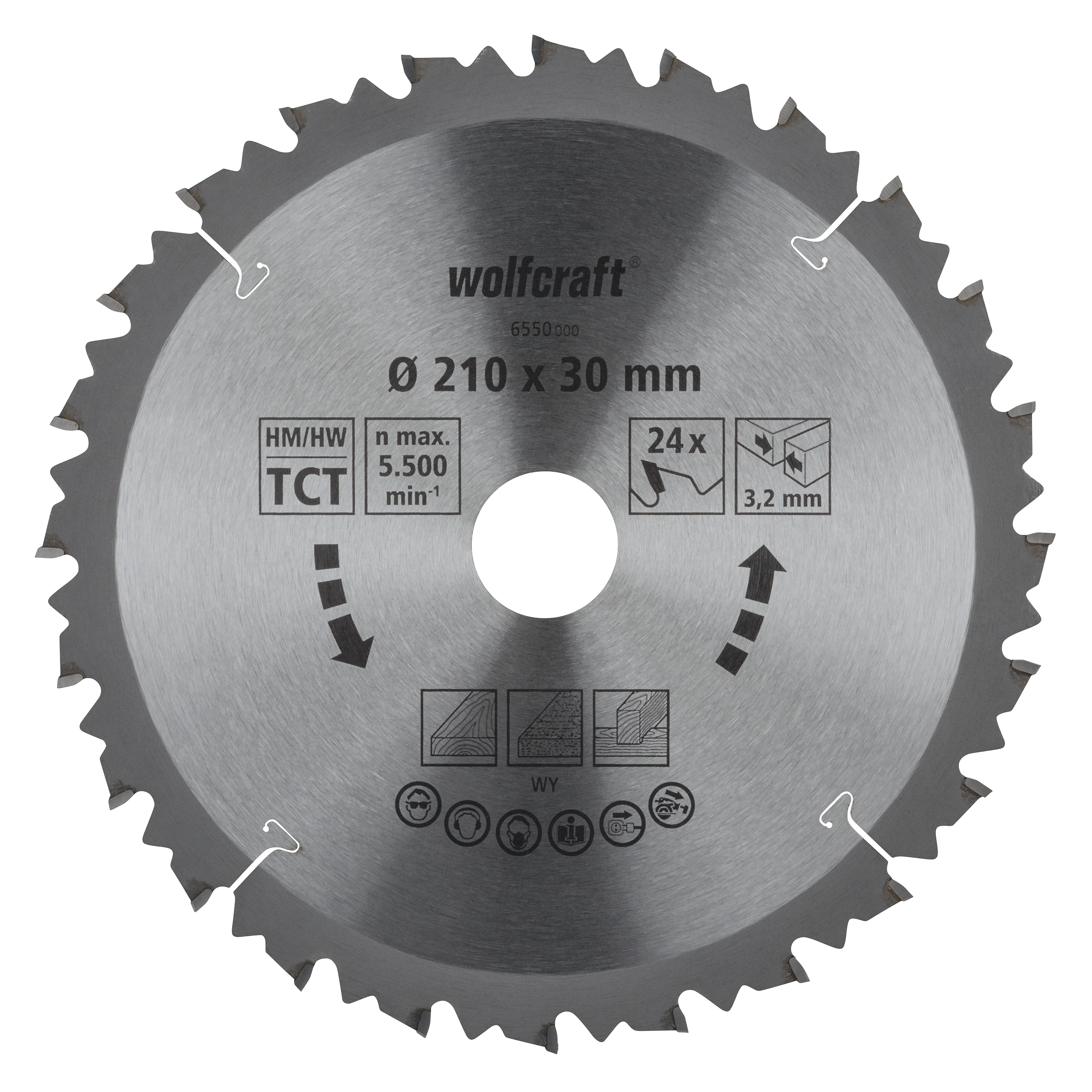 Wolfcraft Kap- en verstekzaagblad | HM | 24 Zähne | Ø210mm | 1 stuk - 6550000