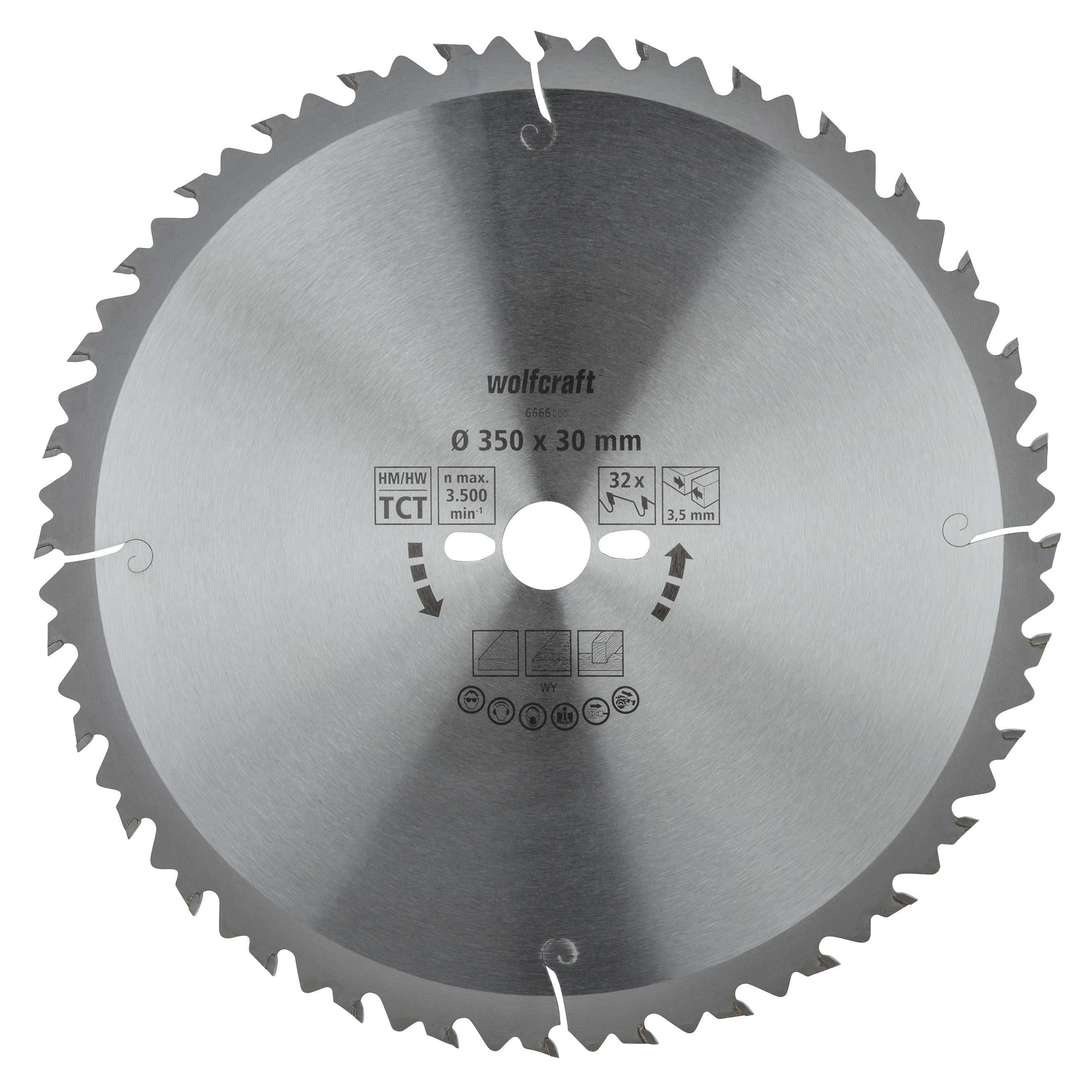 Wolfcraft HM Cirkelzaagblad | 32 td | Ø350 x 30 x 3,5mm | 1 stuk - 6666000