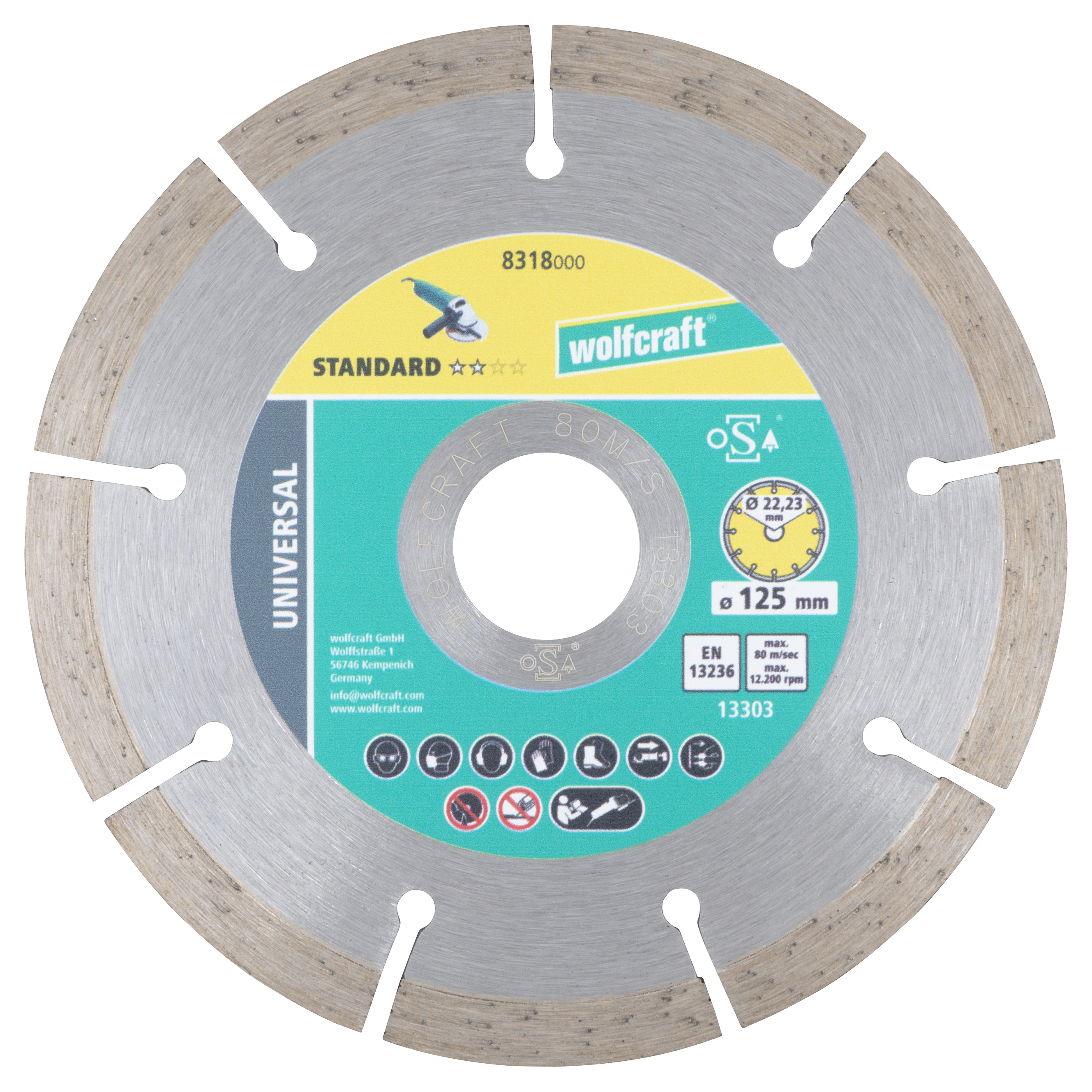 Wolfcraft Diamantdoorslijpschijf | Std. Univ. | Ø125mm HP | 1 stuk - 8318000