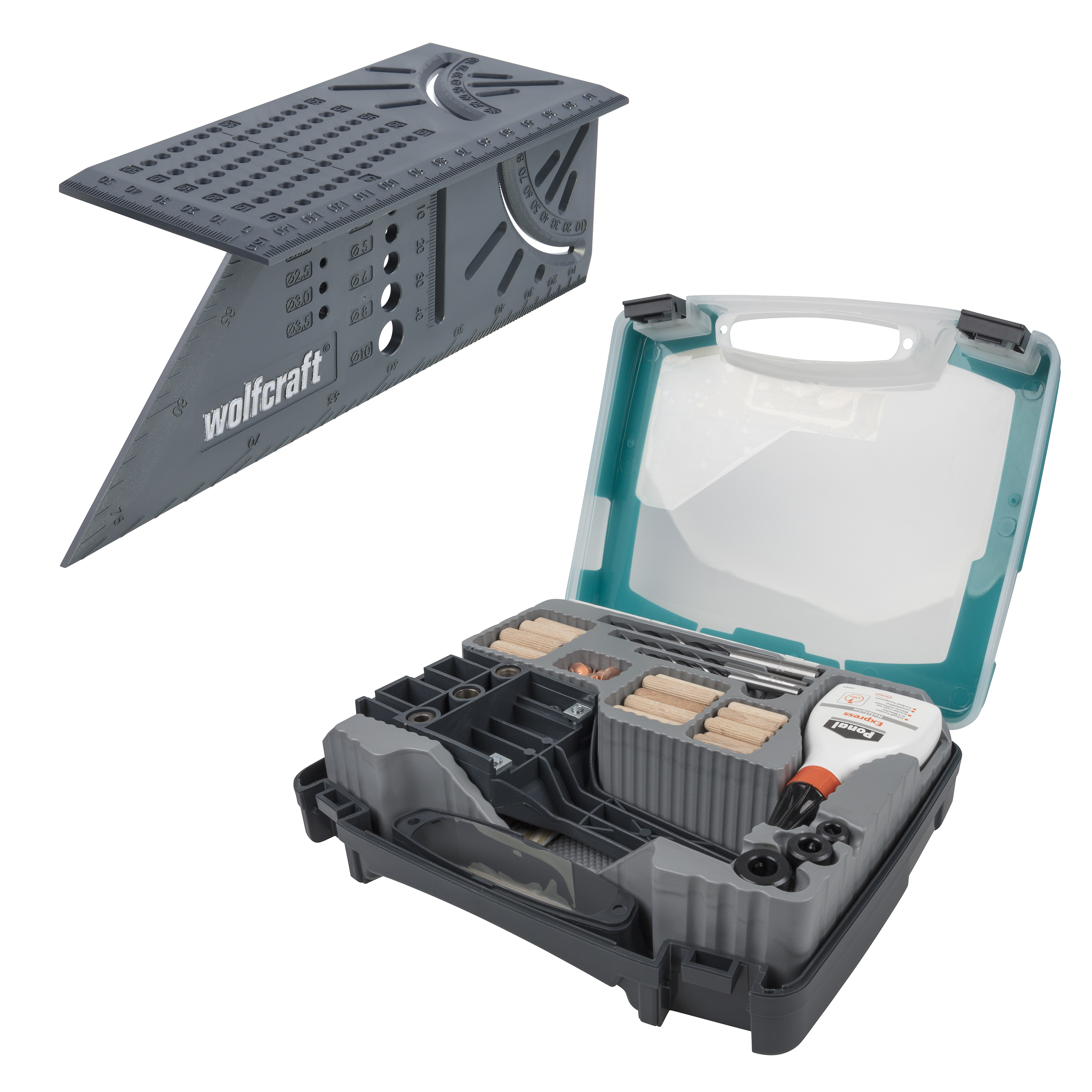 wolfcraft - Universele Deuvelmal set - inclusief Verstekhaak - Verstekhoek - 8636000