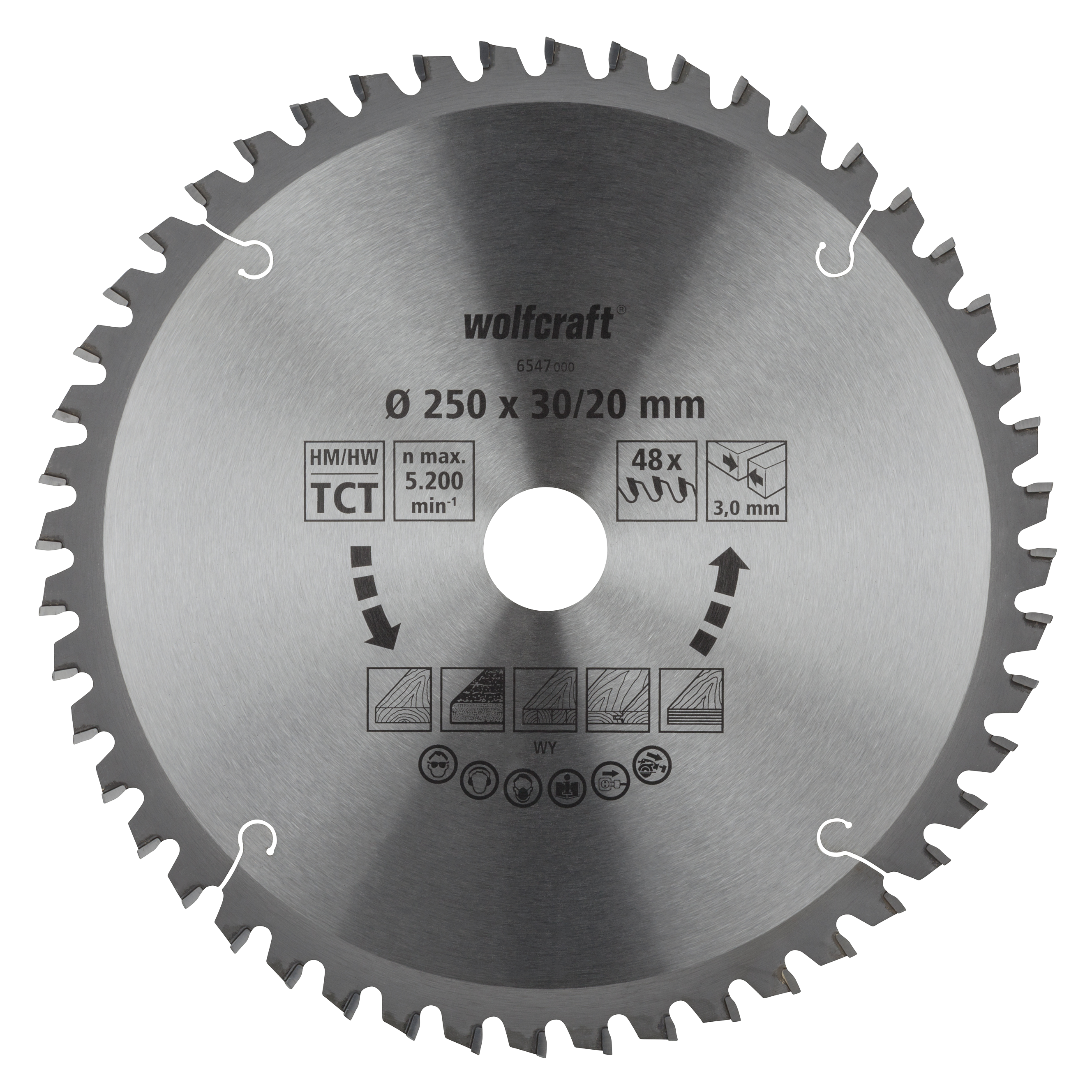 Wolfcraft Kap- en verstekzaagblad | HM | 48 Zähne | Ø250mm | 1 stuk - 6547000