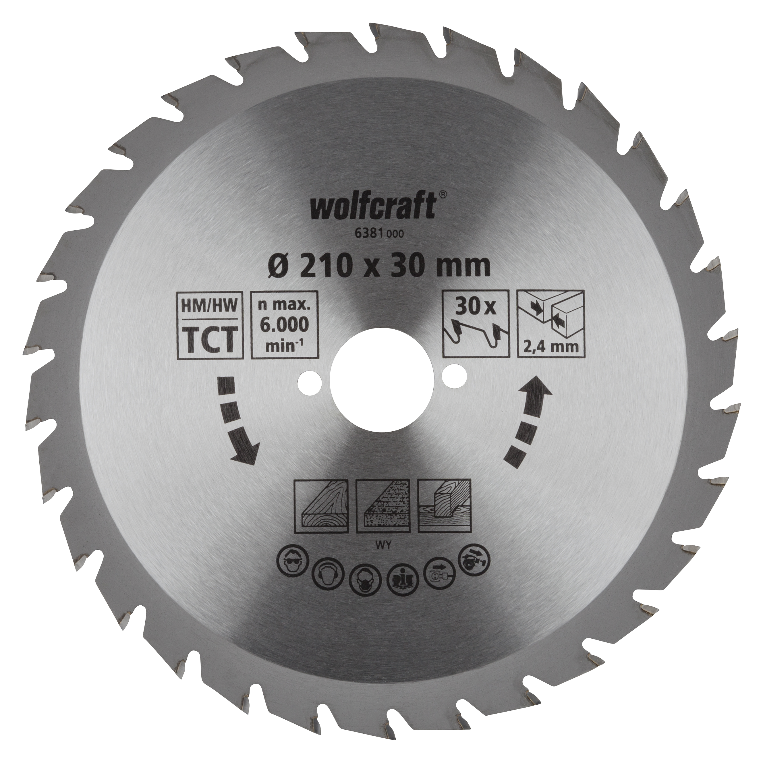 Wolfcraft Handcirkelzaagblad | HM | 30 Zähne | Ø210mm | 1 stuk - 6381000