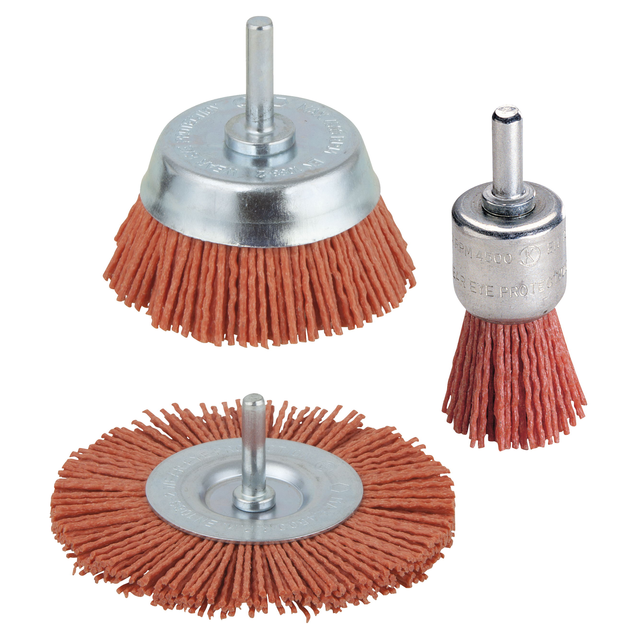 Wolfcraft Nylon-borstel set | Rood | Ronde schacht | 3-delig | 1 set - 2741000