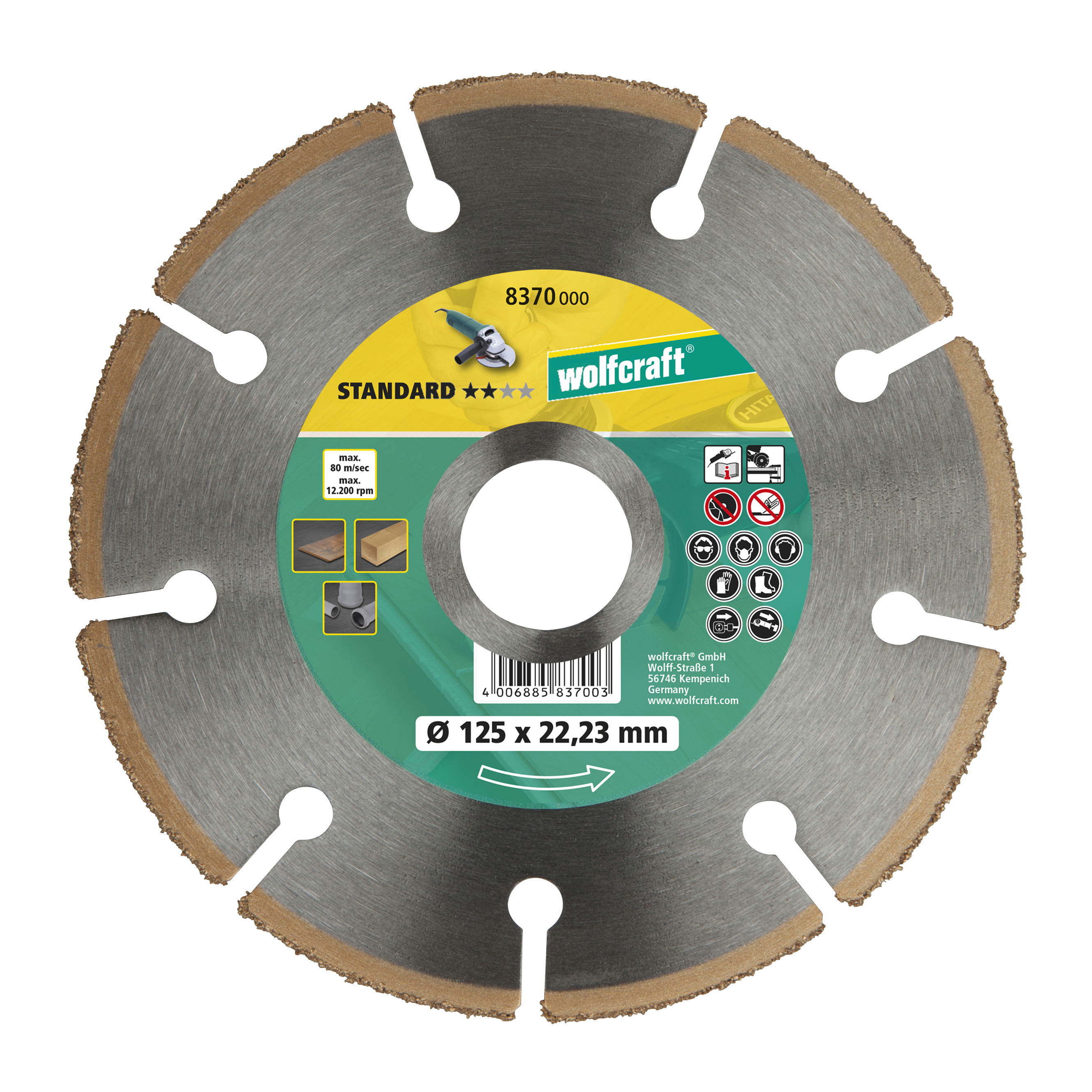Wolfcraft Doorslijpschijf HM - 125x22,23mm