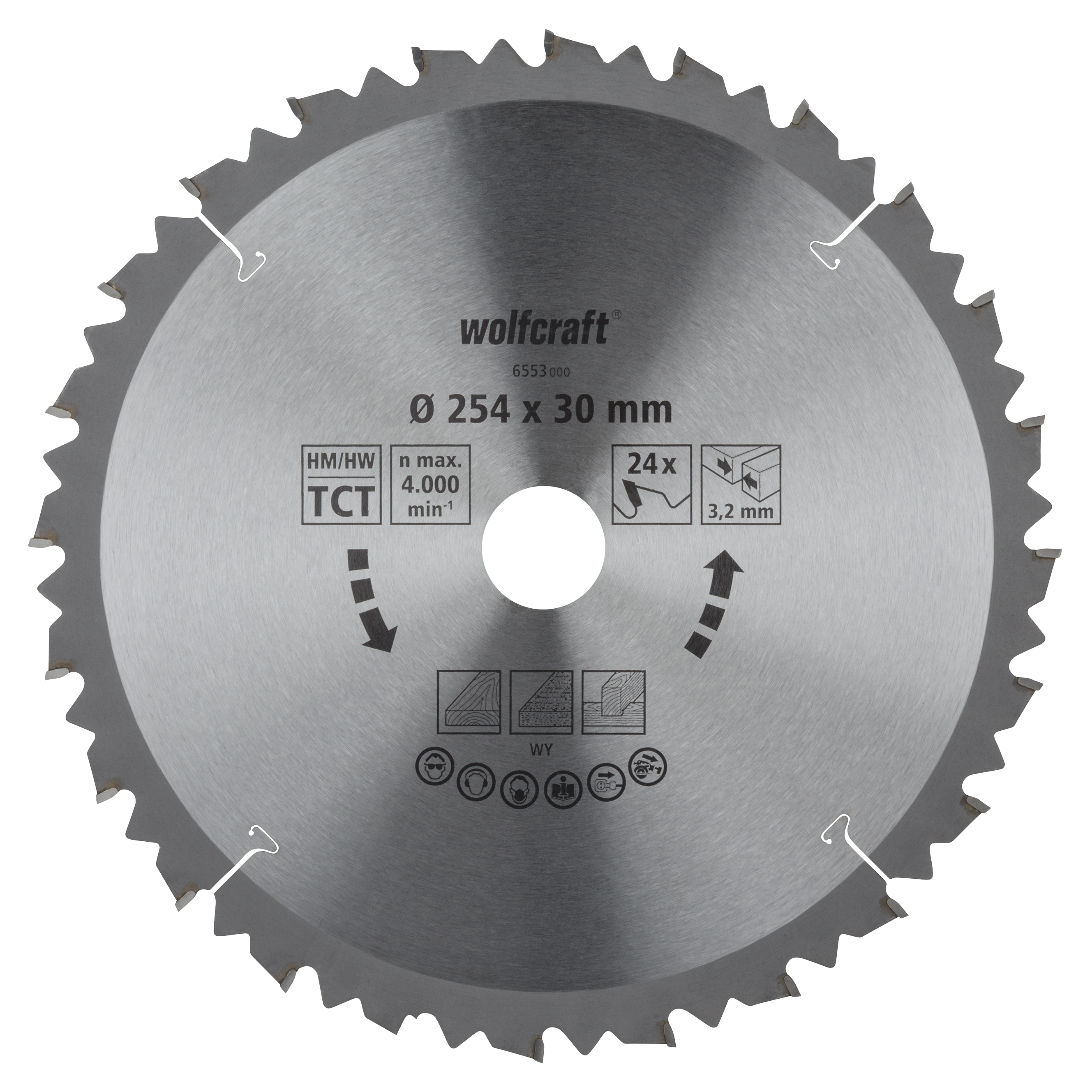 Wolfcraft Kap- en verstekzaagblad | HM | 24 Zähne | Ø254mm | 1 stuk - 6553000