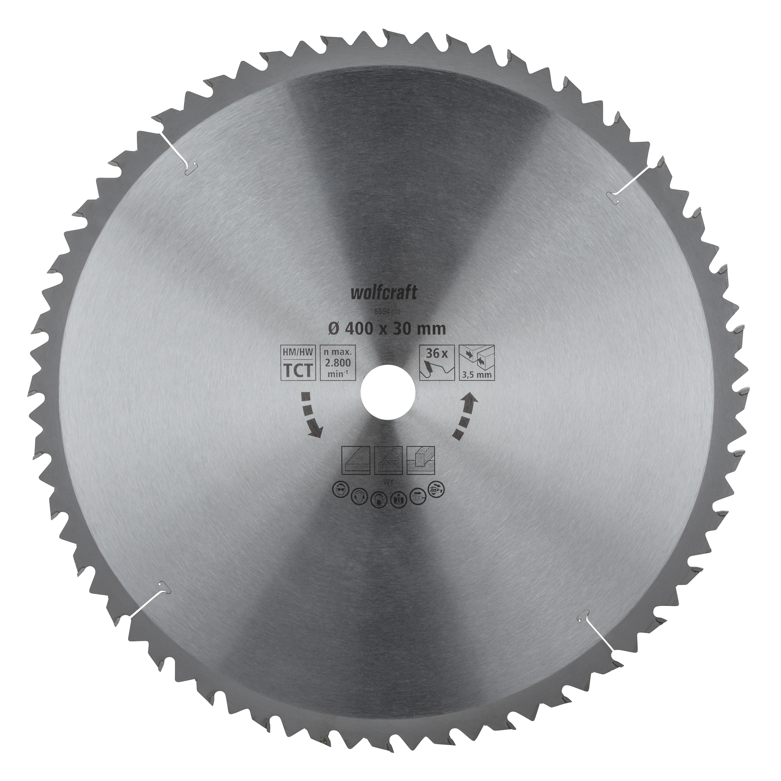 Wolfcraft Tafelcirkelzaagblad | HM | 36 Zähne | Ø400mm | 1 stuk - 6594000