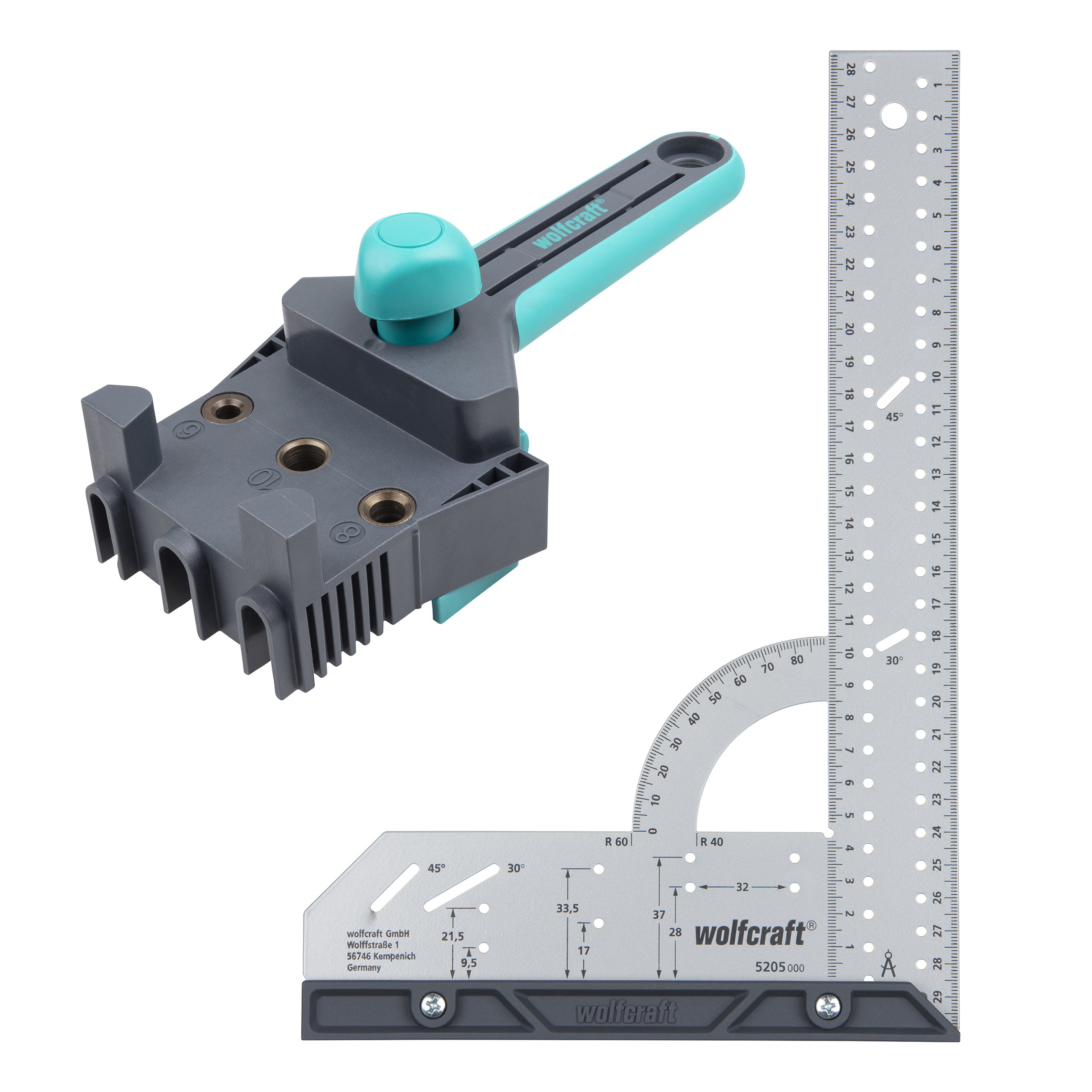 wolfcraft - Deuvelmal SET - Boormal inclusief winkelhaak - 8655000
