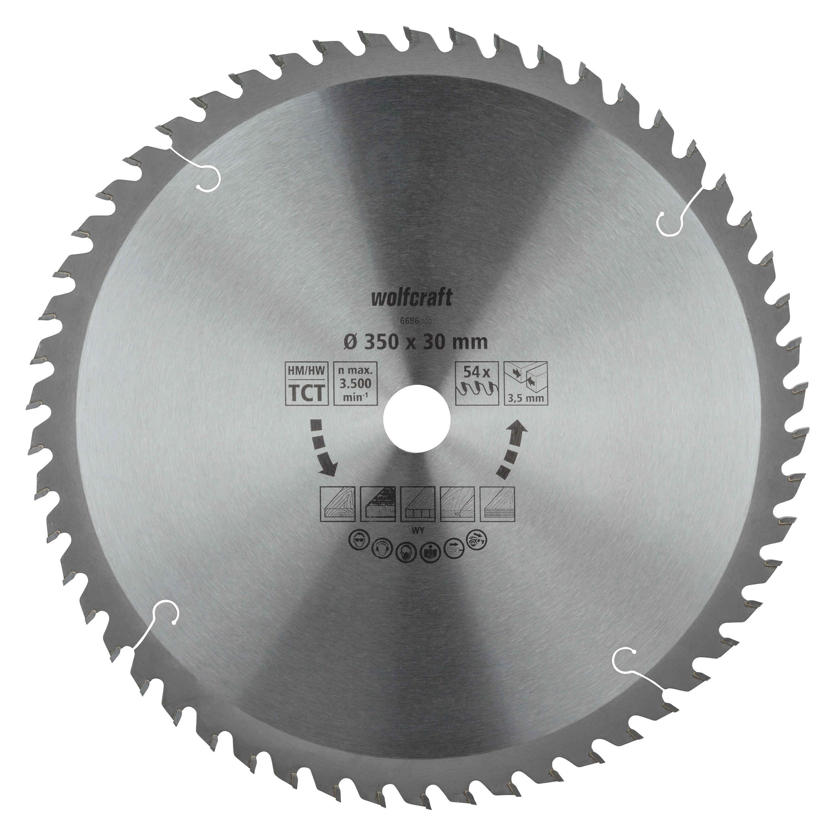Wolfcraft HM Cirkelzaagblad | 54 td | Ø350 x 30 x 3,5mm | 1 stuk - 6686000