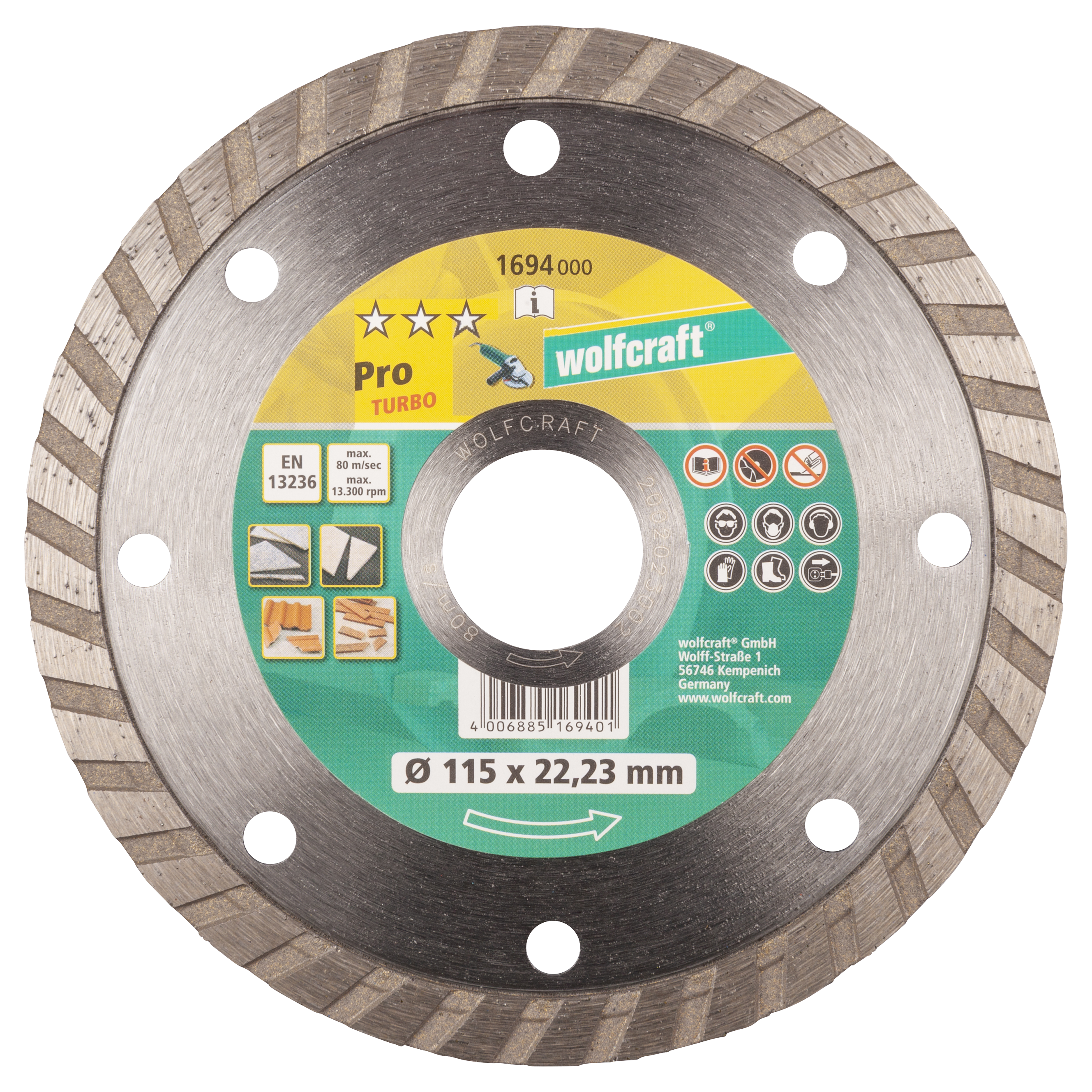 Wolfcraft Diamant-doorslijpschijf | ProTu | Ø115 x 22,23 | 1 stuk - 1694000