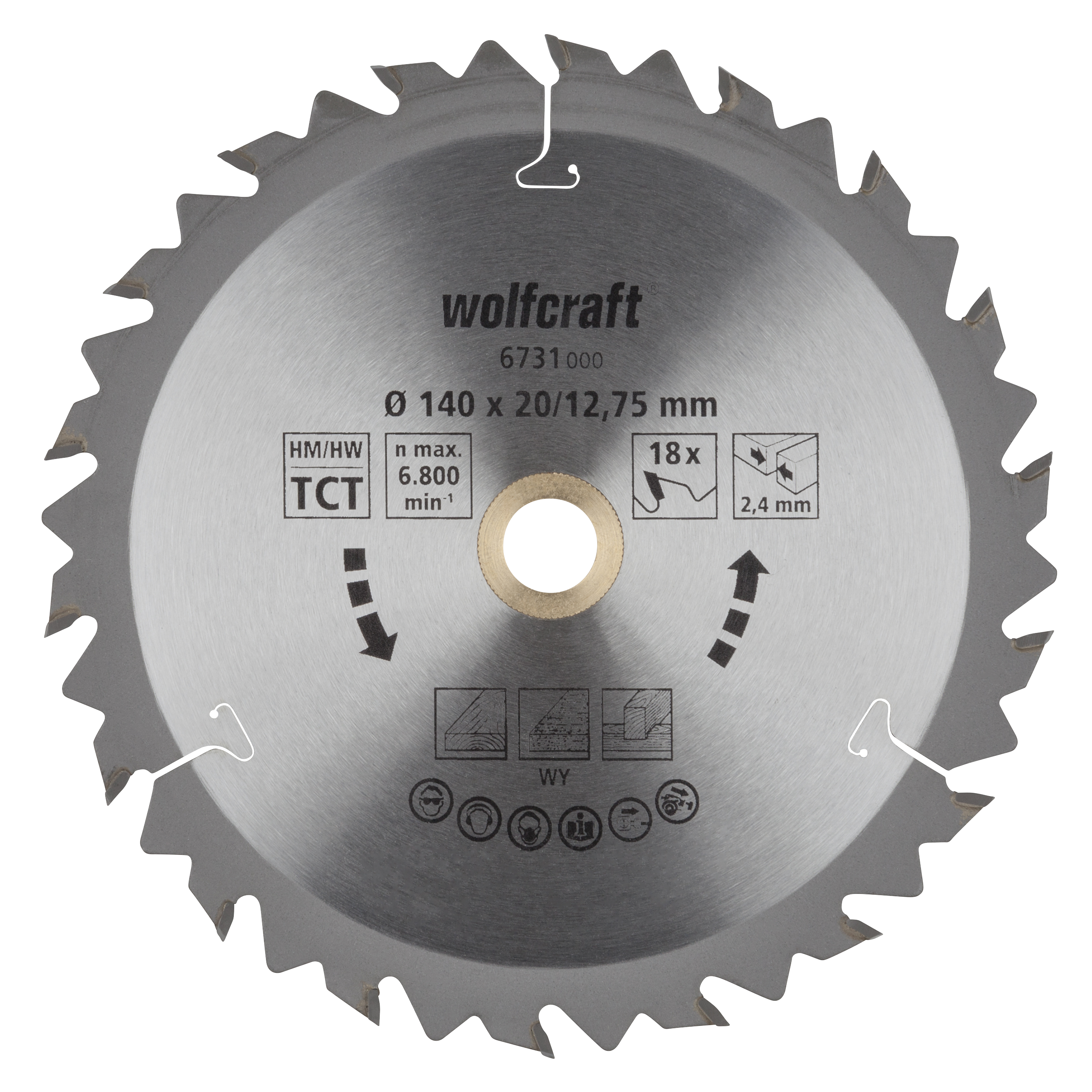 Wolfcraft HM-Cirkelzaagblad | 18 td | Ø140 x 12,75 x 2,4mm | 1 stuk - 6731000