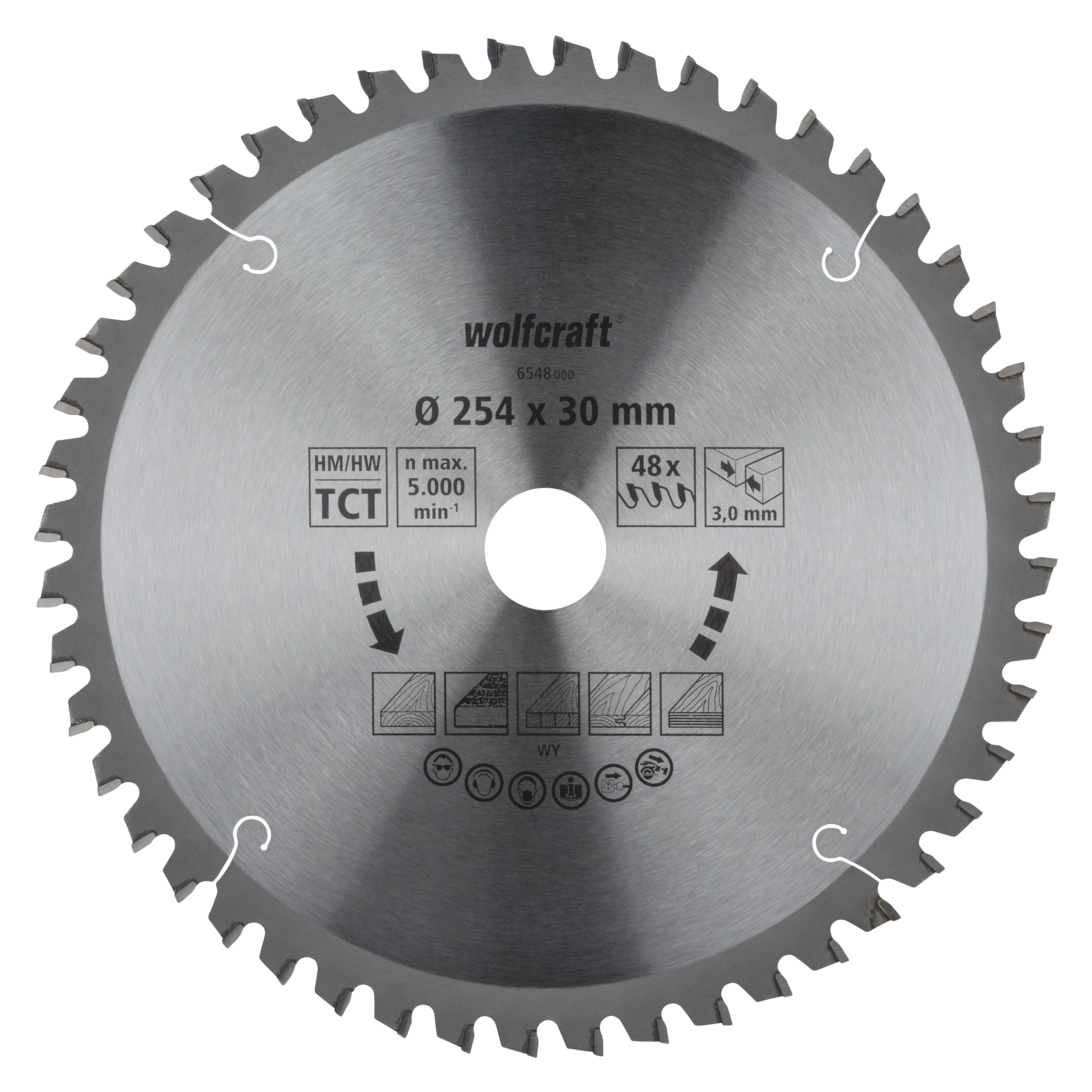 Wolfcraft Zaagblad voor Hout voor fijn zaagwerk - 254mm - Asgat 30mm - 48 tanden - HRC 40-44