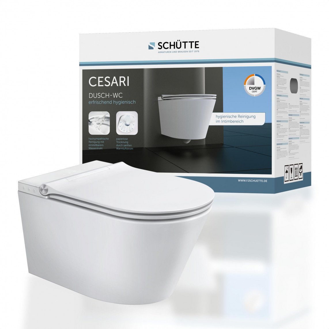Schutte CESARI Douche-WC, randloos, met Slim WC bril - 92100