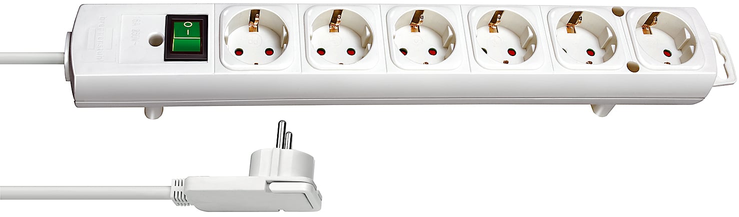 Brennenstuhl Comfort-Line Plus stekkerdoos met platte stekker 6-voudig wit 2m H05VV-F 3G1,5 - 1153320100