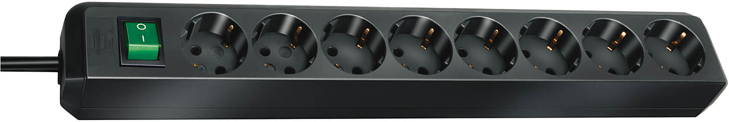 Brennenstuhl Eco-Line stekkerdoos met schakelaar 8-voudig zwart 3m H05VV-F 3G1,5 - 1159300018